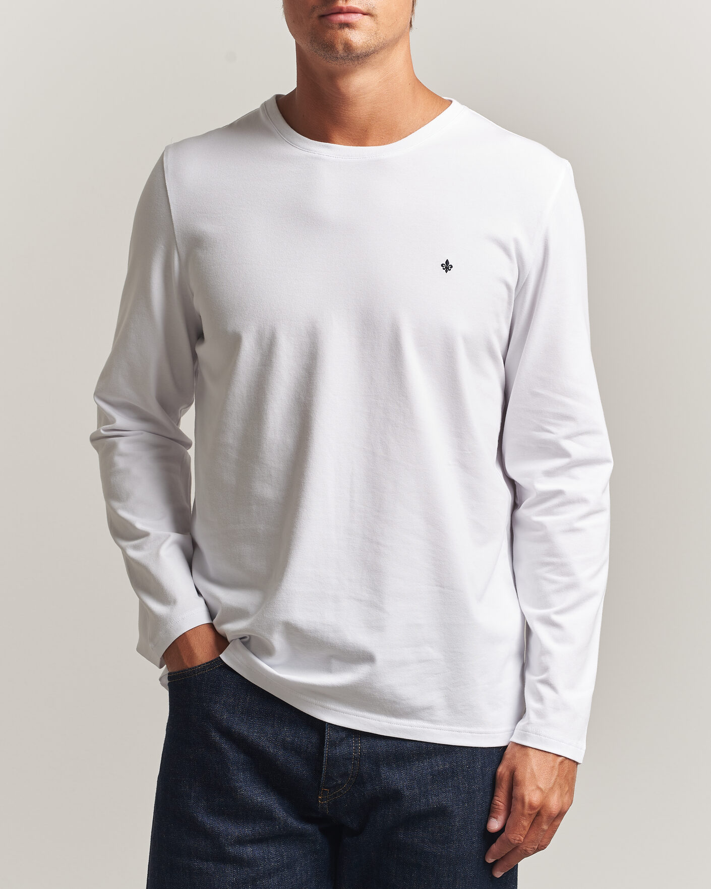 Herr | T-Shirts | Morris | James Long Sleeve T-Shirt White