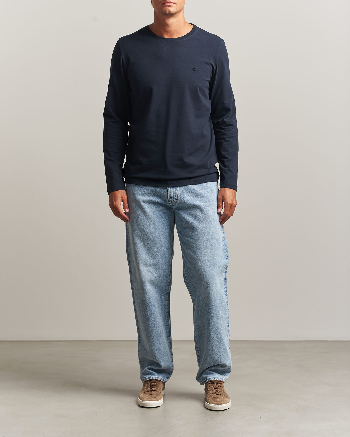 Herr | T-Shirts | Morris | James Long Sleeve T-Shirt Old Blue