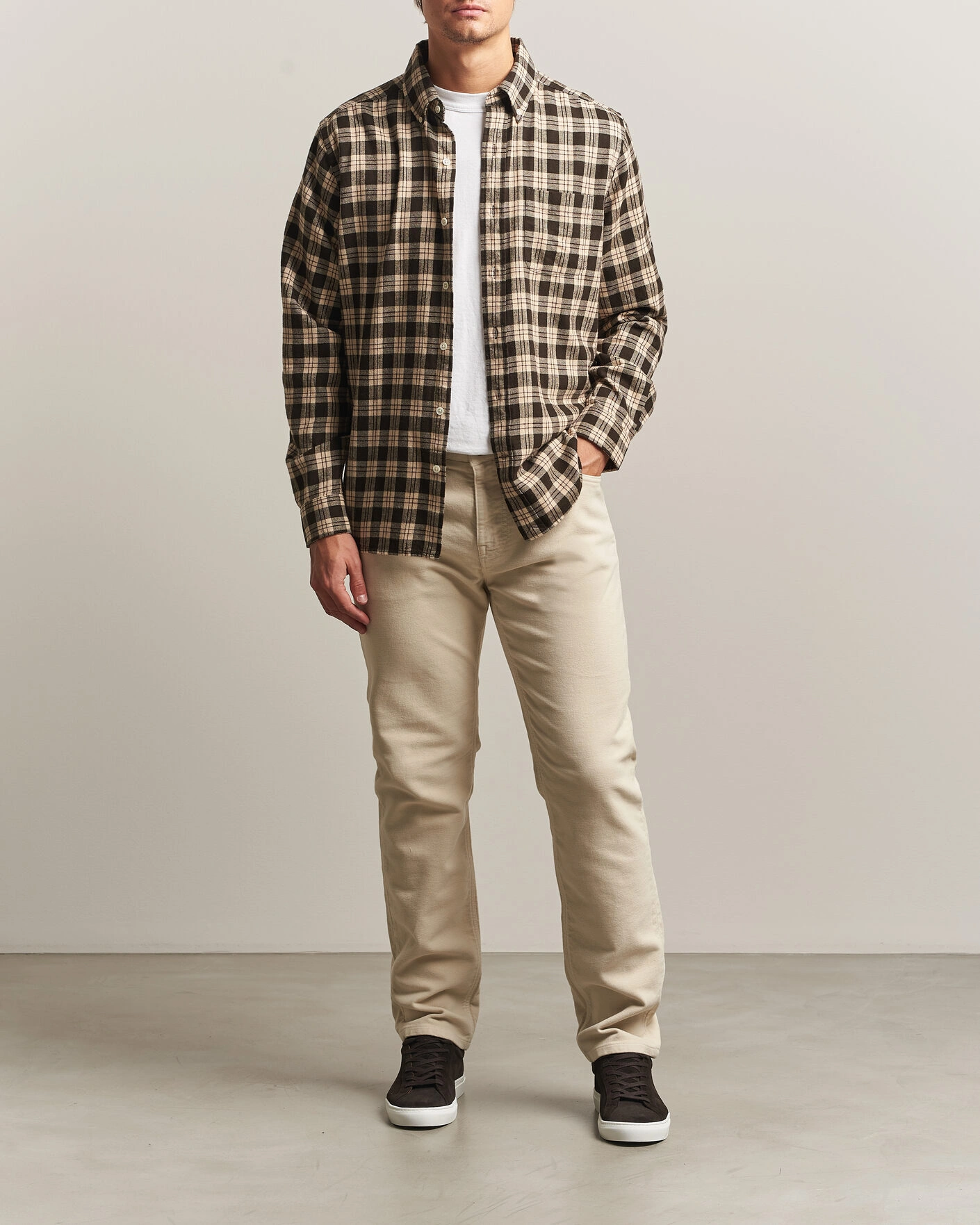 Herr | Byxor | Morris | James Winter Twill 5-Pocket Pants Off White