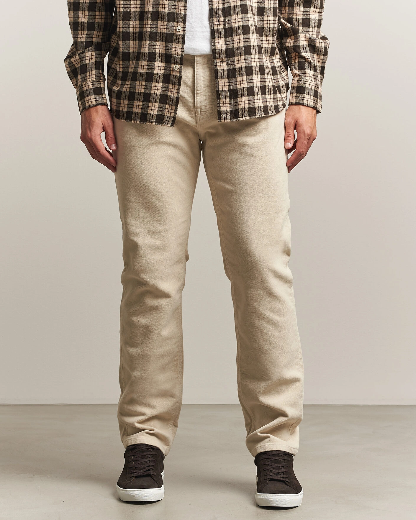Herr | Byxor | Morris | James Winter Twill 5-Pocket Pants Off White