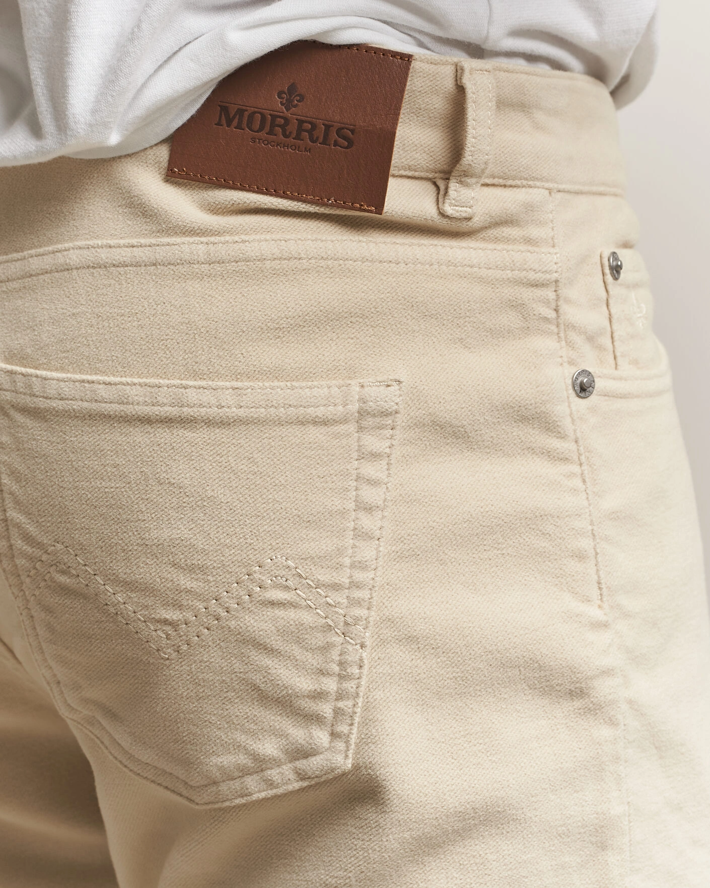 Herr | Byxor | Morris | James Winter Twill 5-Pocket Pants Off White