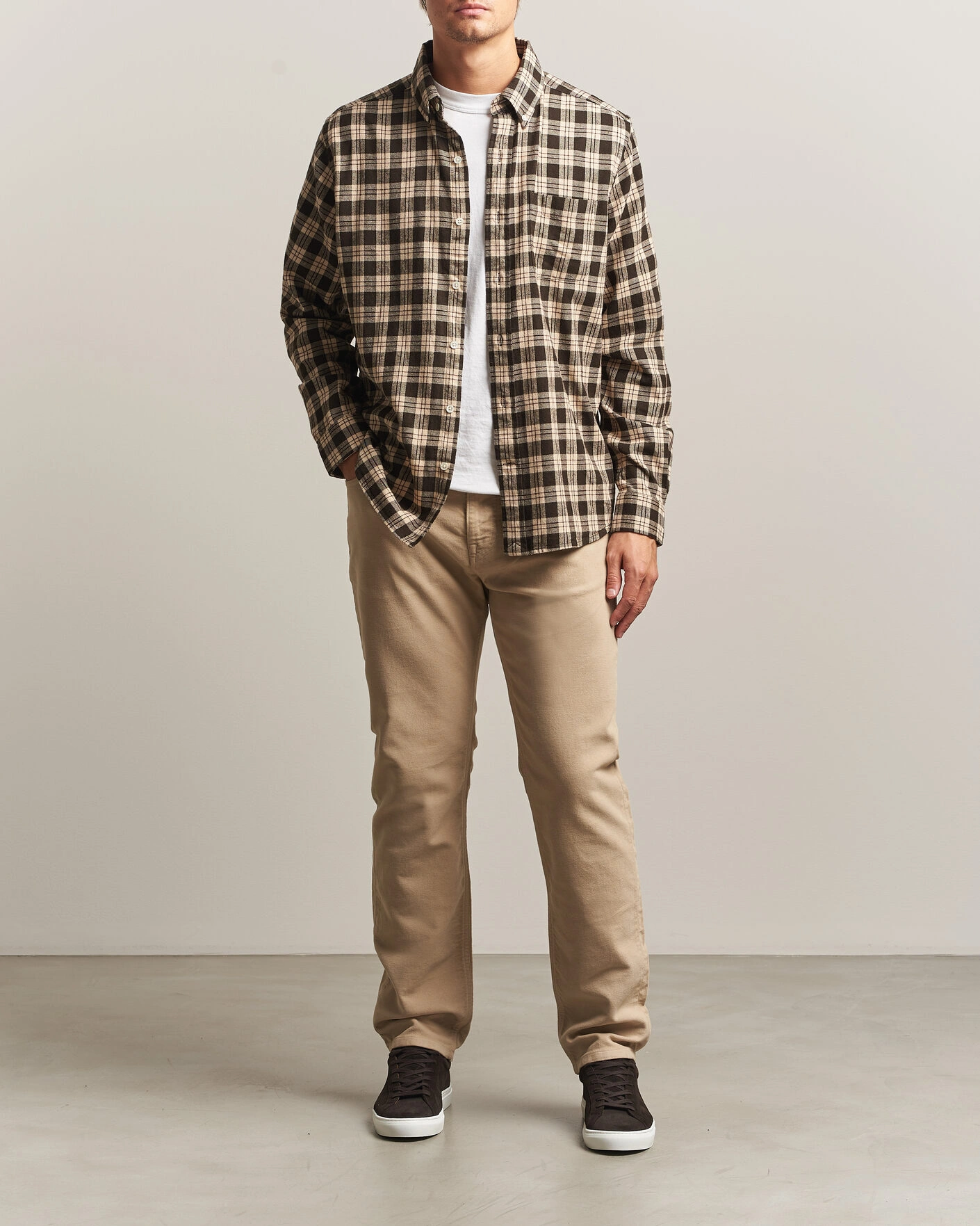 Herr | Byxor | Morris | James Winter Twill 5-Pocket Pants Khaki
