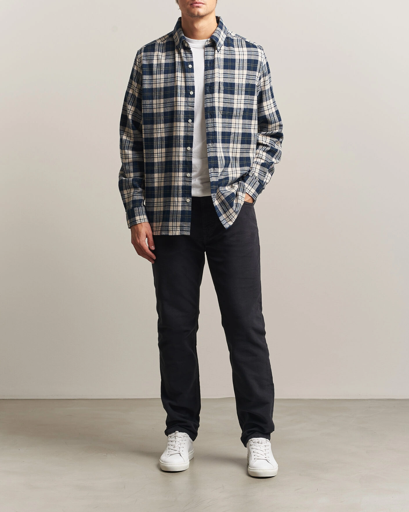 Herr | Byxor | Morris | James Winter Twill 5-Pocket Pants Blue
