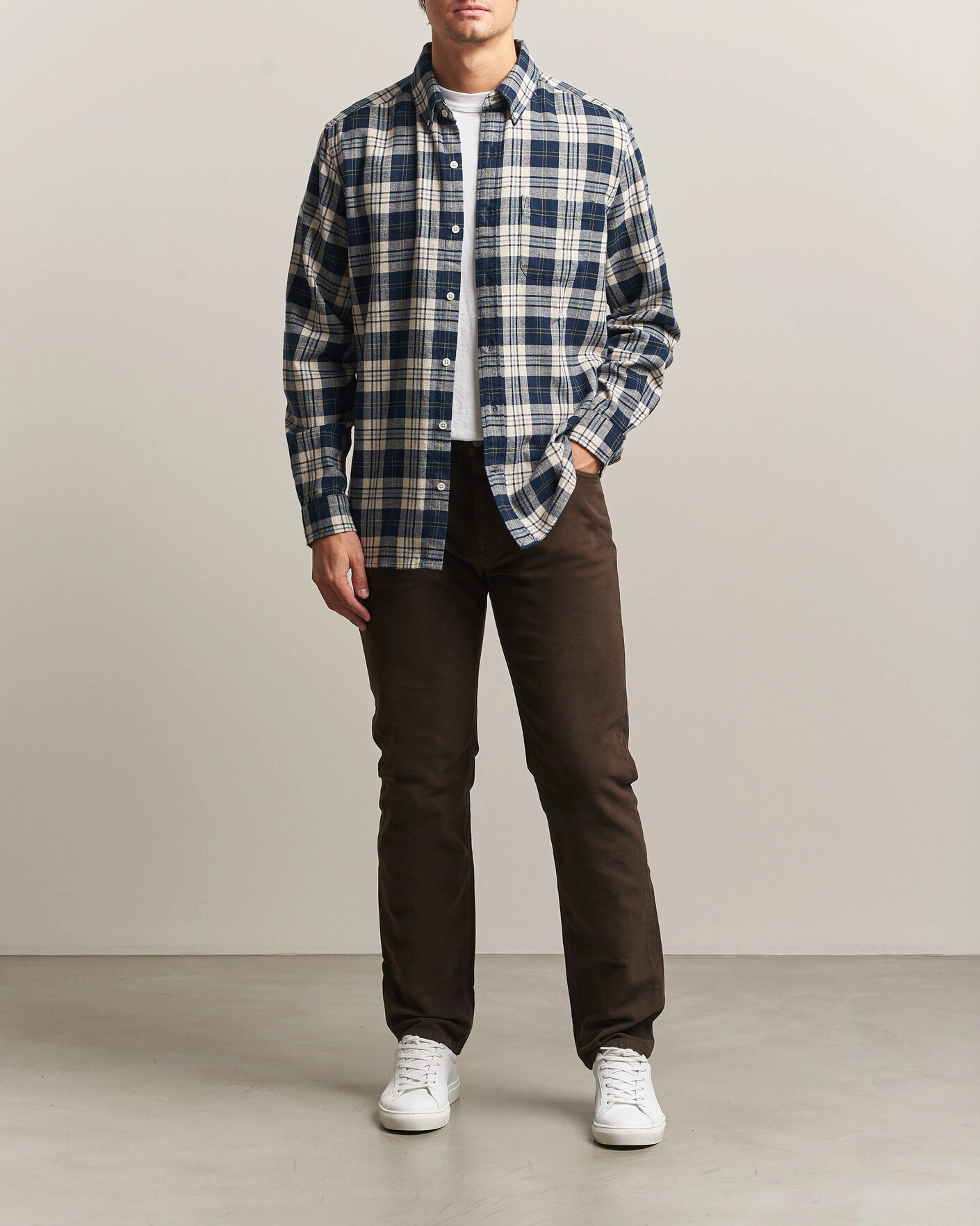Herr | Byxor | Morris | James Winter Twill 5-Pocket Pants Brown