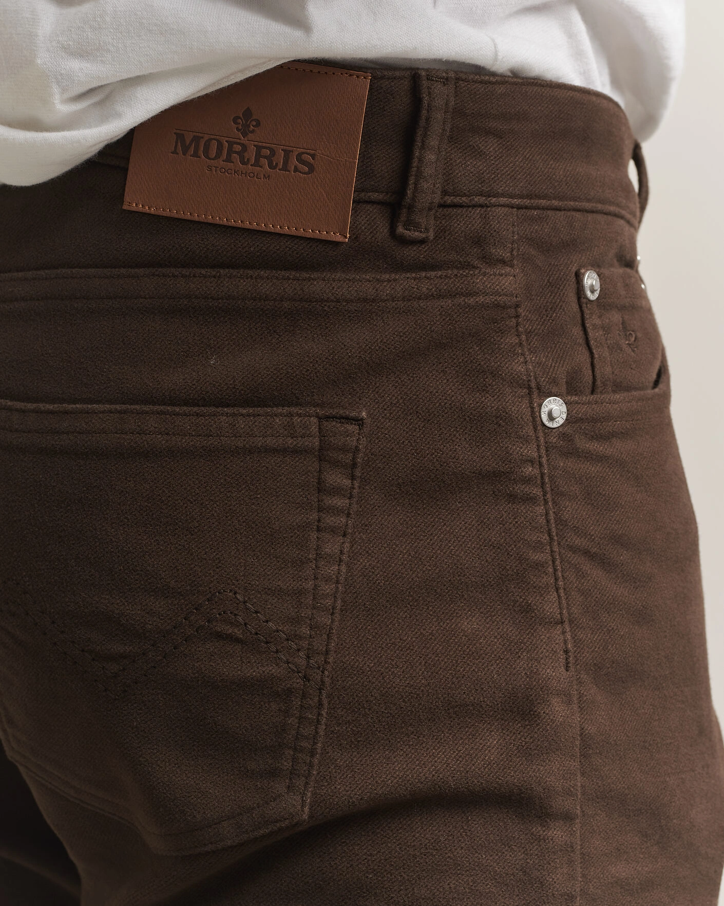 Herr | Byxor | Morris | James Winter Twill 5-Pocket Pants Brown