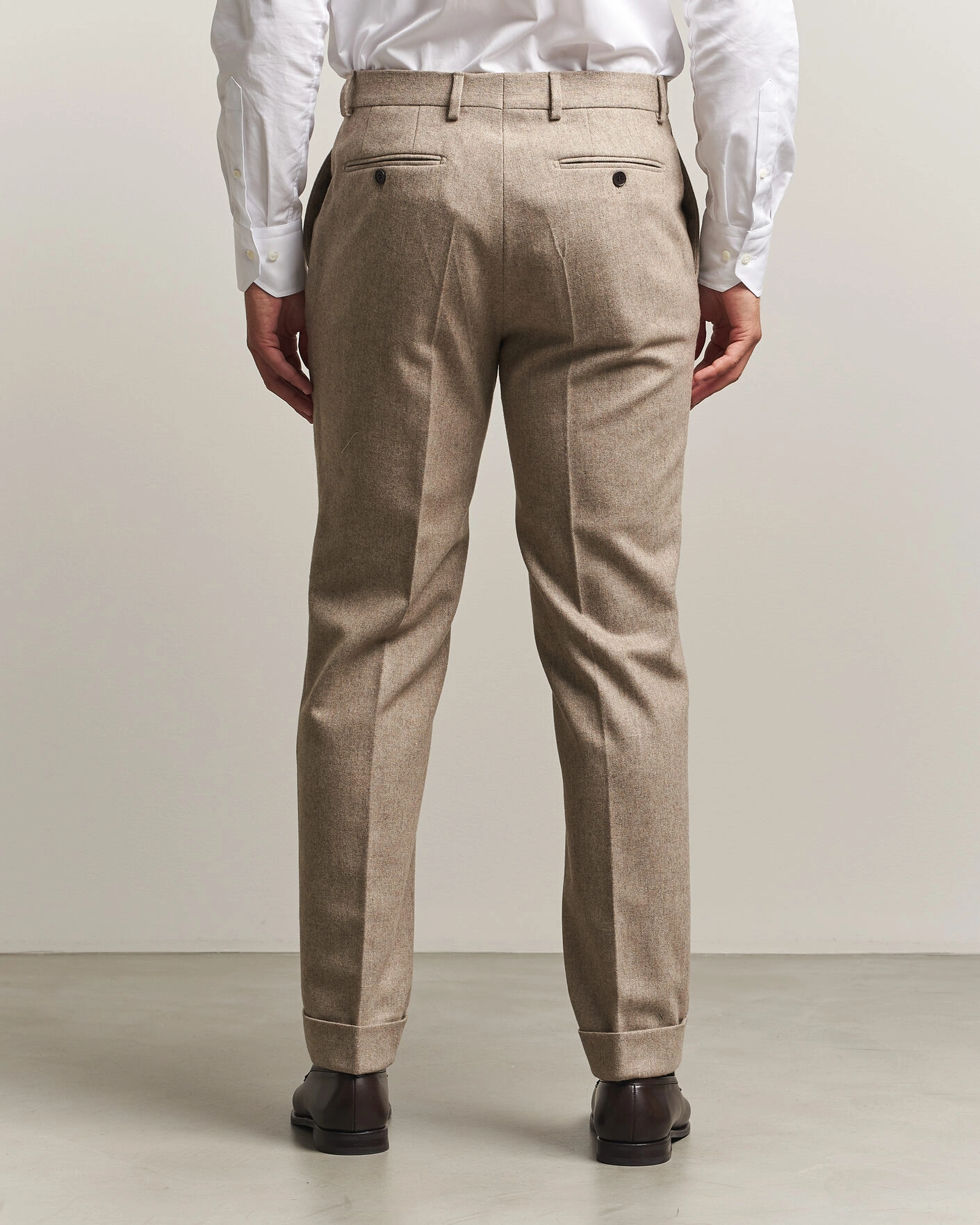Herr | Byxor | Morris | Flannel Suit Trousers Khaki