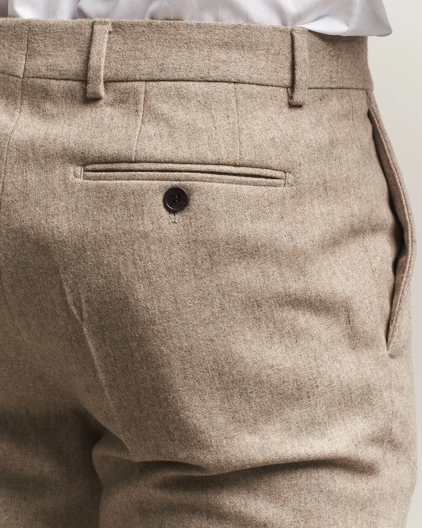 Herr | Byxor | Morris | Flannel Suit Trousers Khaki