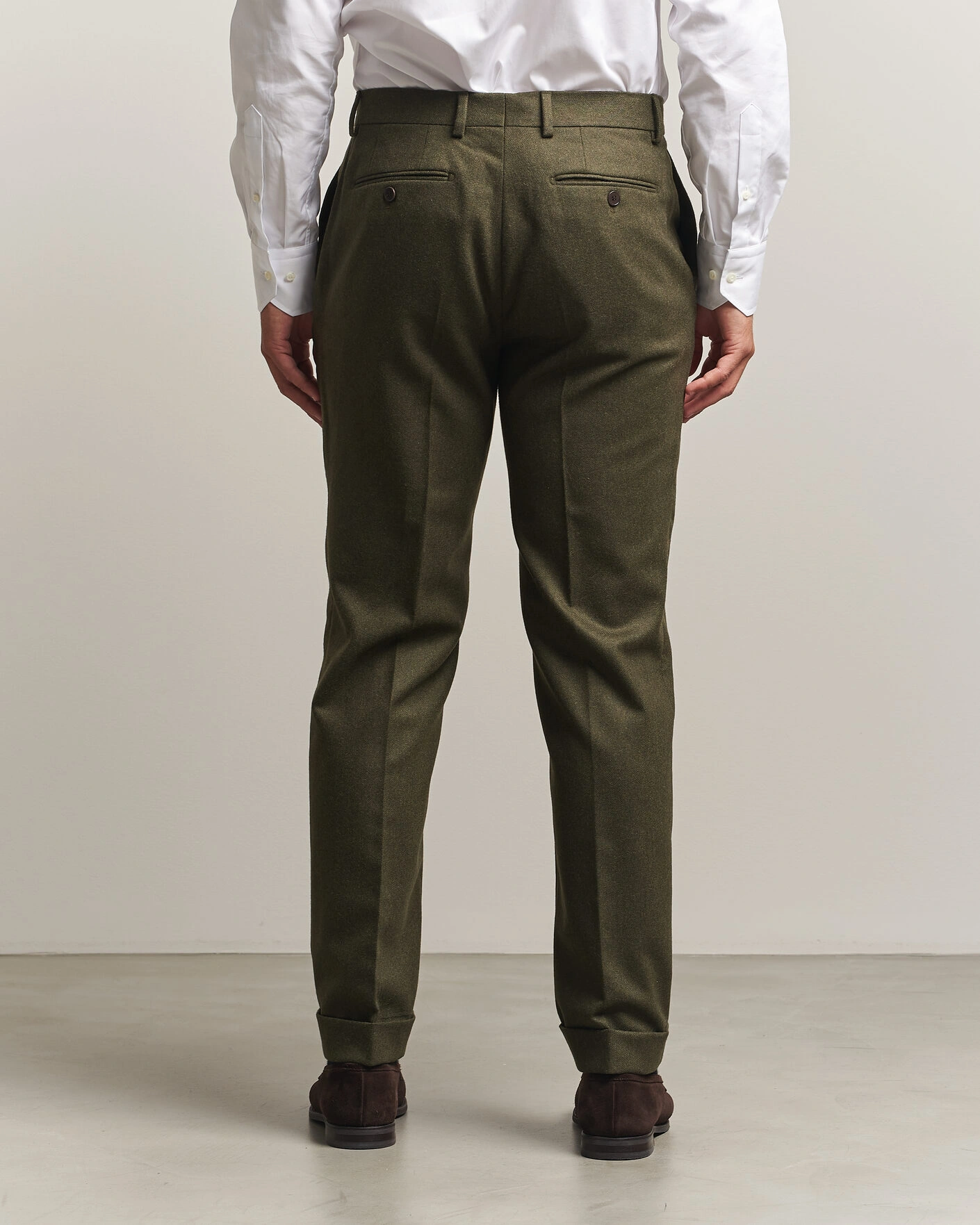 Herr | Byxor | Morris | Flannel Suit Trousers Green