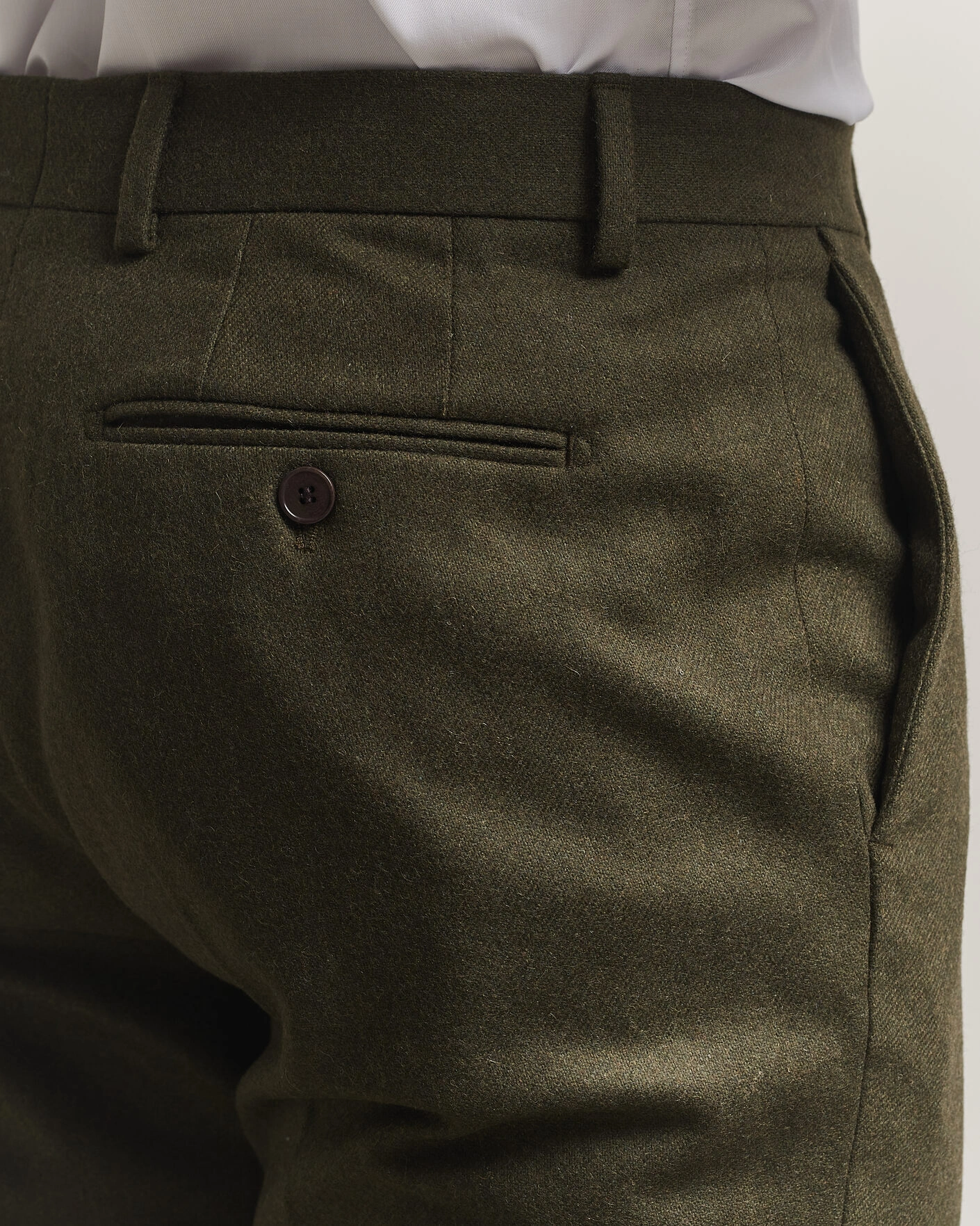 Herr | Byxor | Morris | Flannel Suit Trousers Green