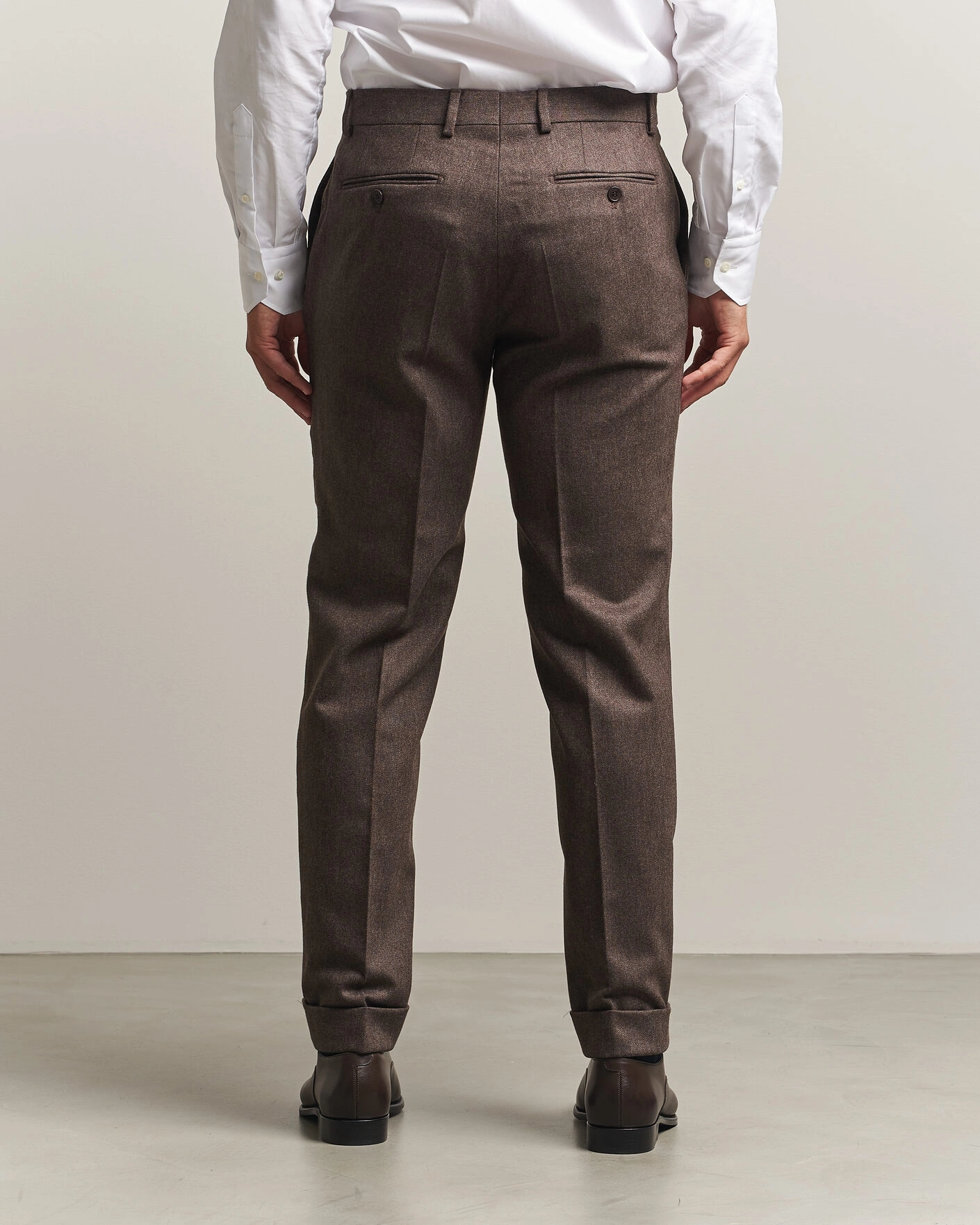Herr | Byxor | Morris | Flannel Suit Trousers Brown