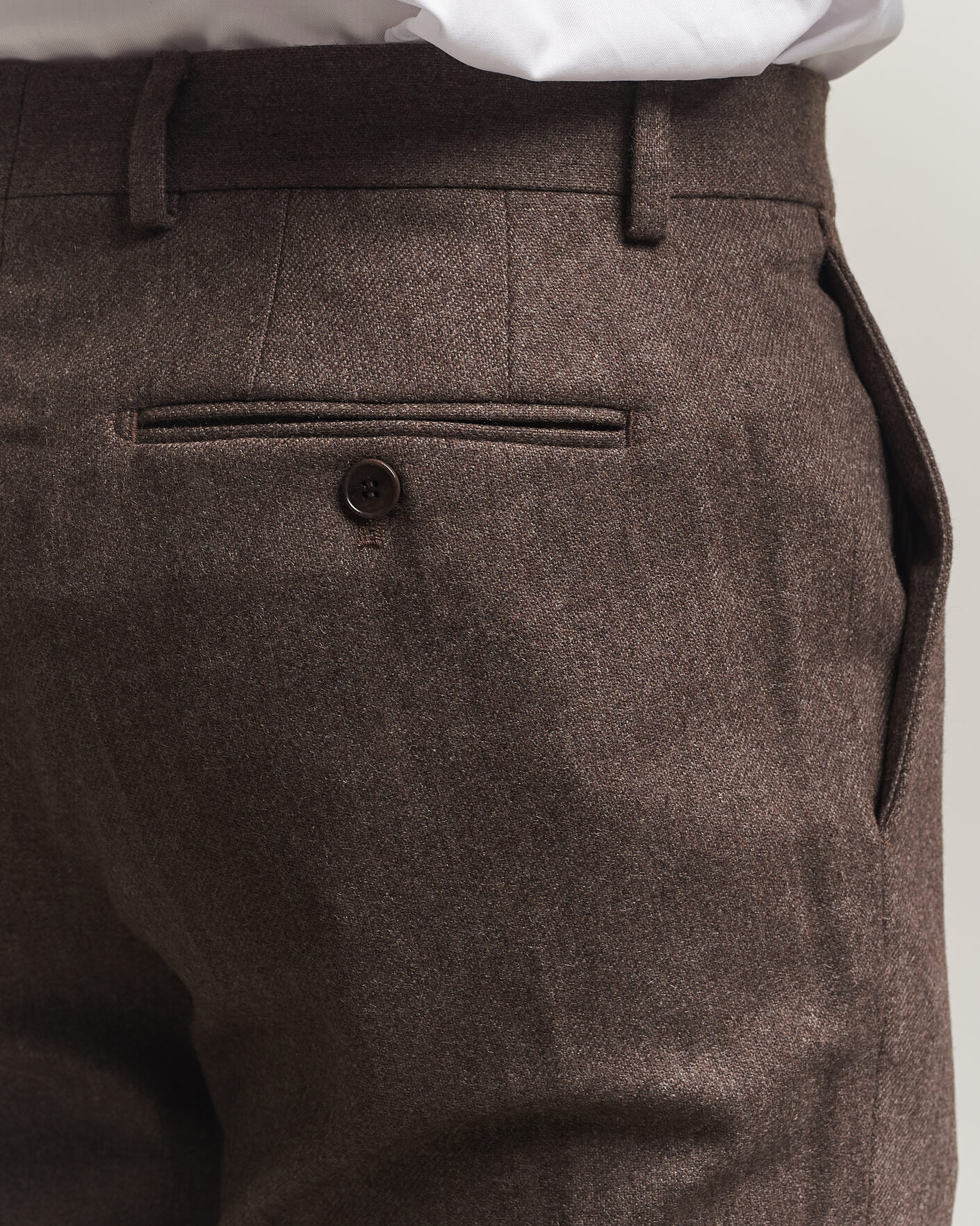 Herr | Byxor | Morris | Flannel Suit Trousers Brown