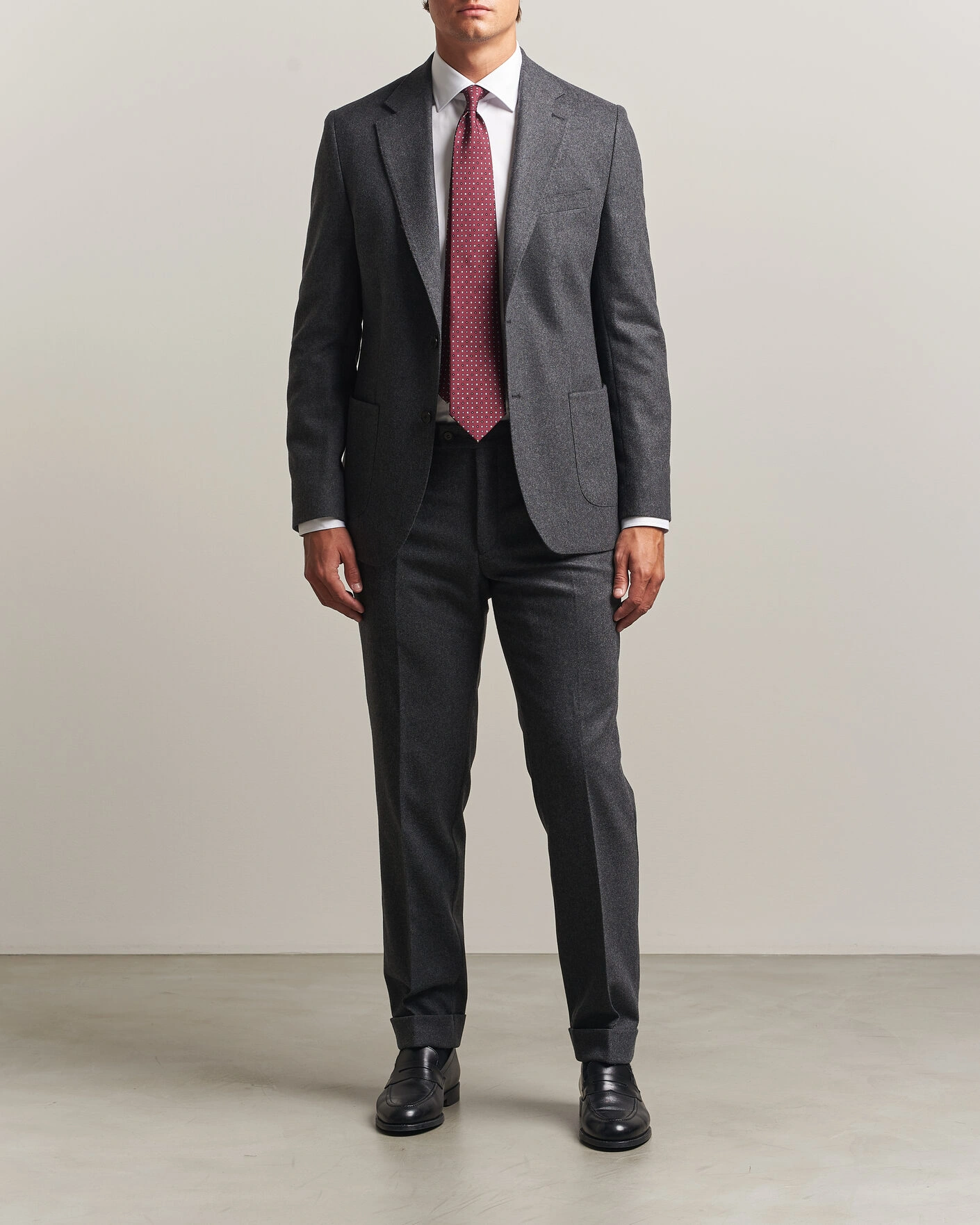 Herr | Byxor | Morris | Flannel Suit Trousers Grey