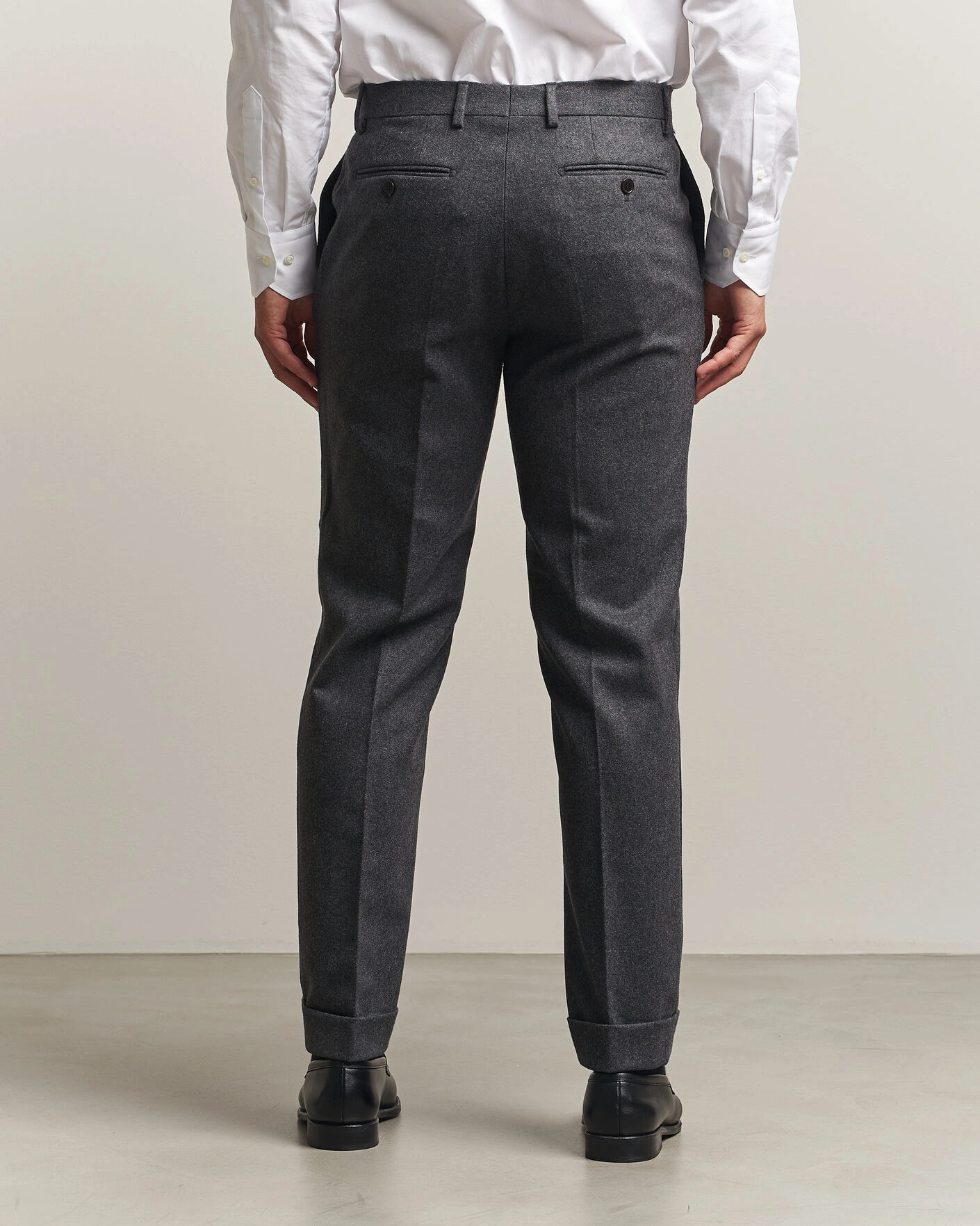 Herr | Byxor | Morris | Flannel Suit Trousers Grey