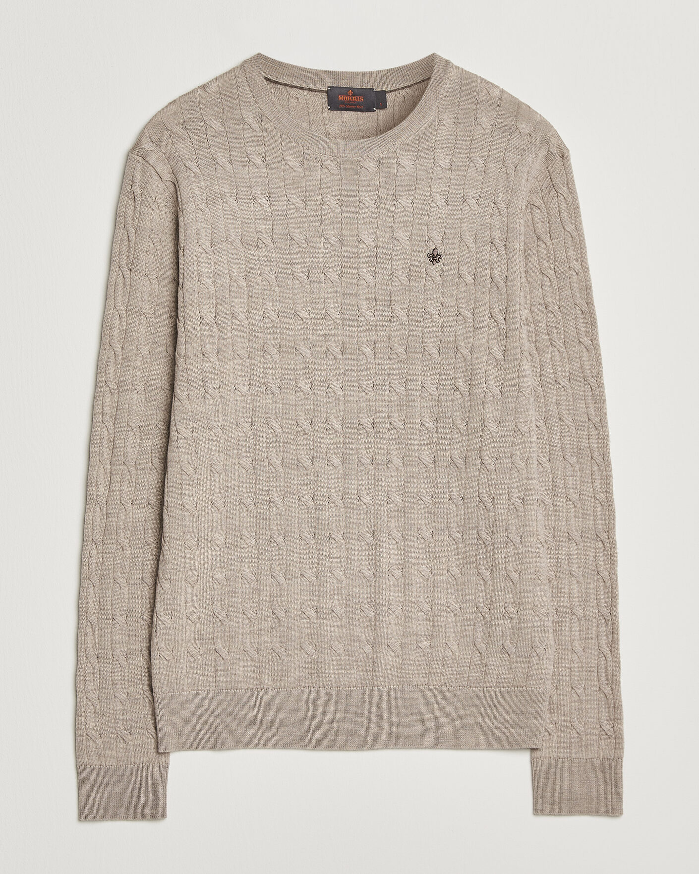 Herr | Tröjor | Morris | Merino Cable O-Neck Khaki