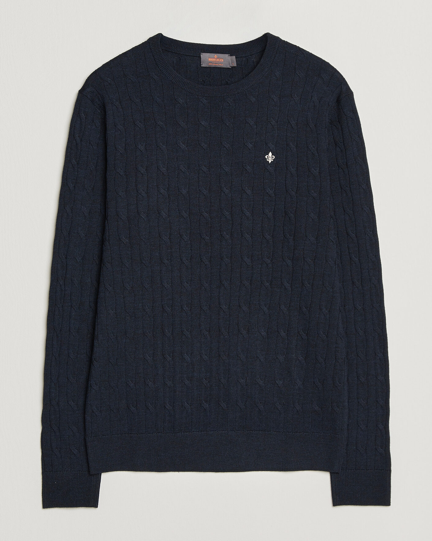 Herr | Tröjor | Morris | Merino Cable O-Neck Navy