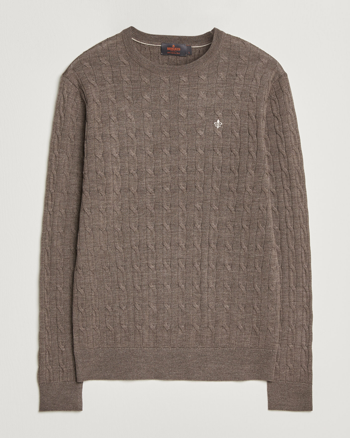Herr | Tröjor | Morris | Merino Cable O-Neck Brown