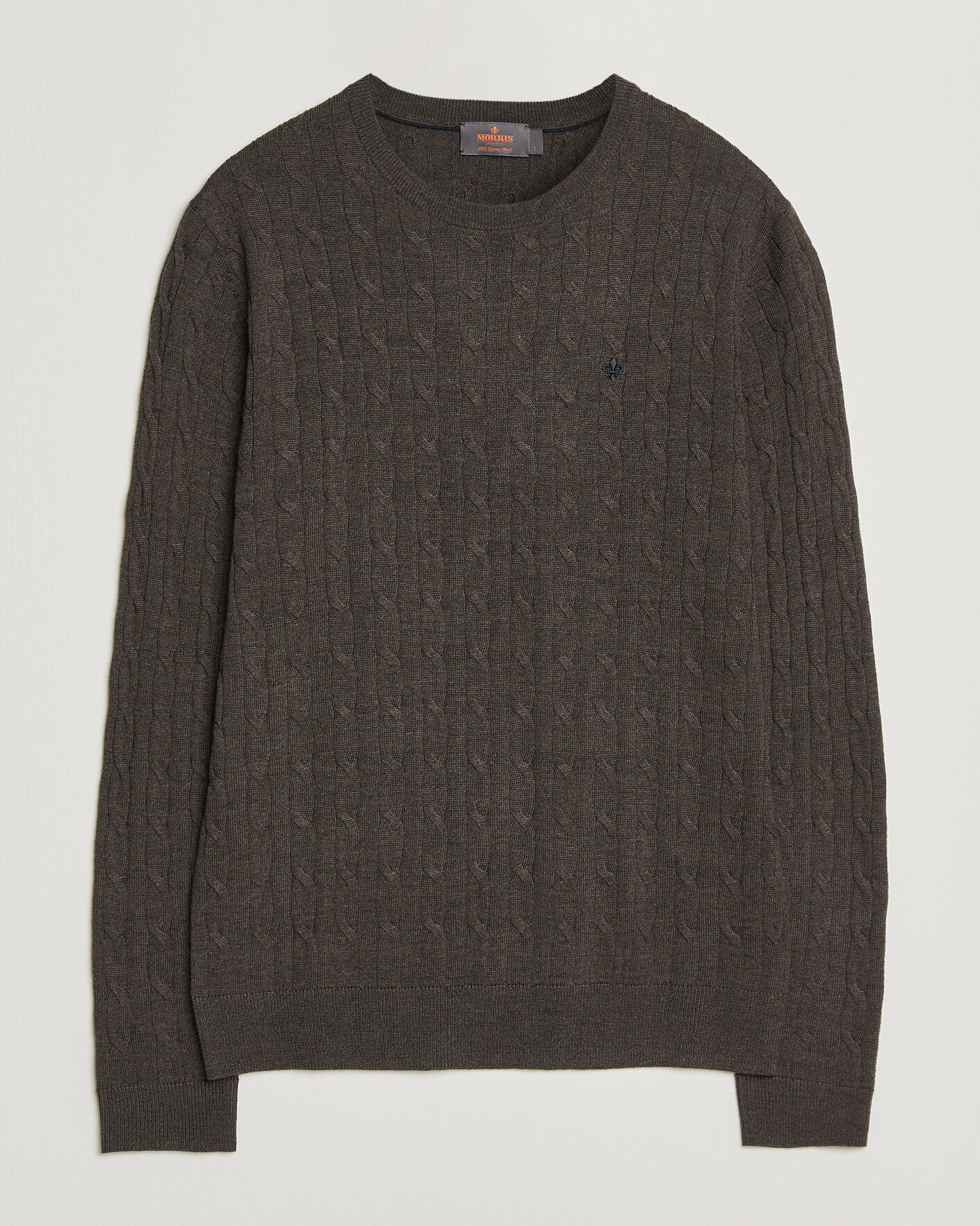 Herr | Tröjor | Morris | Merino Cable O-Neck Brown