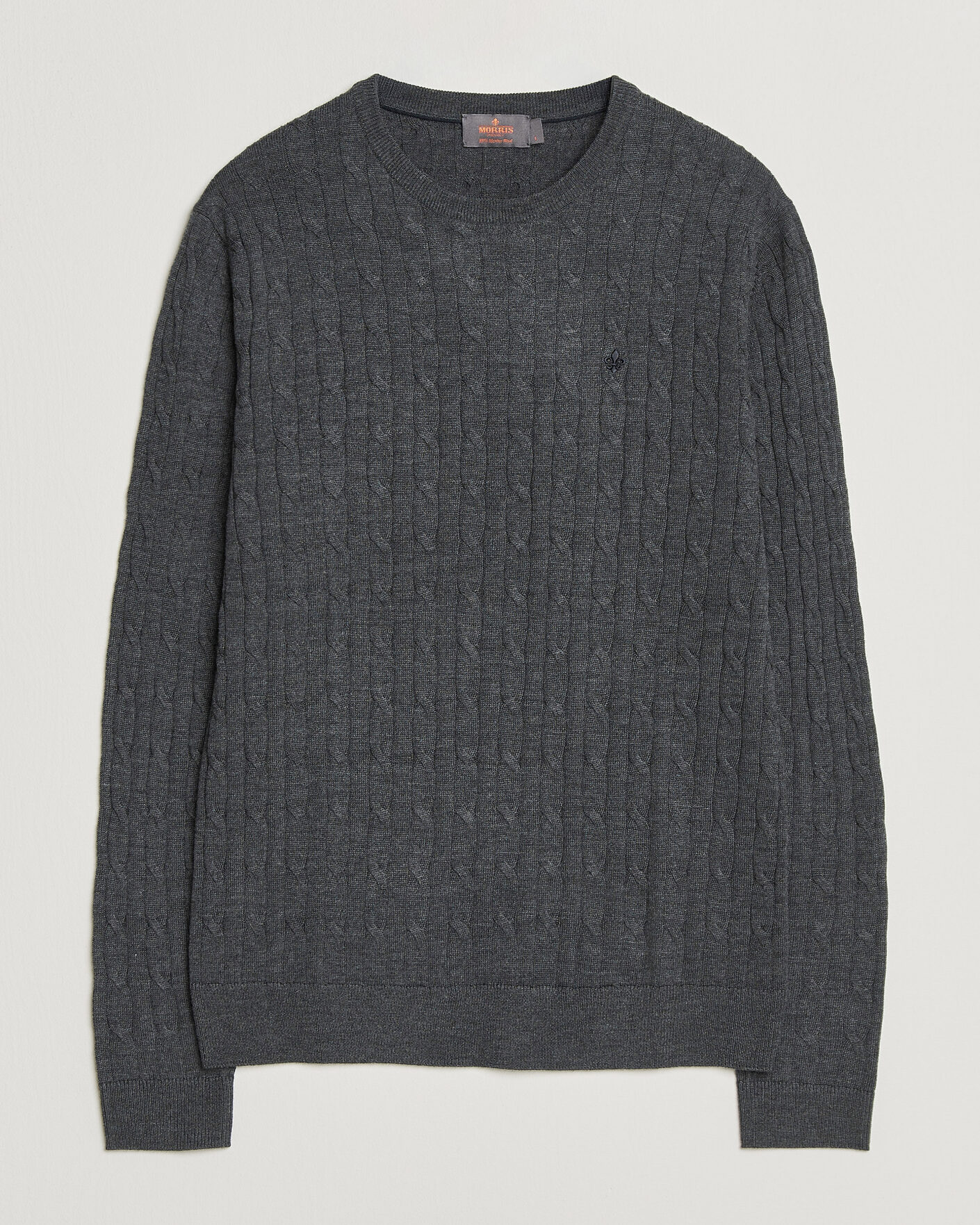 Herr | Tröjor | Morris | Merino Cable O-Neck Grey