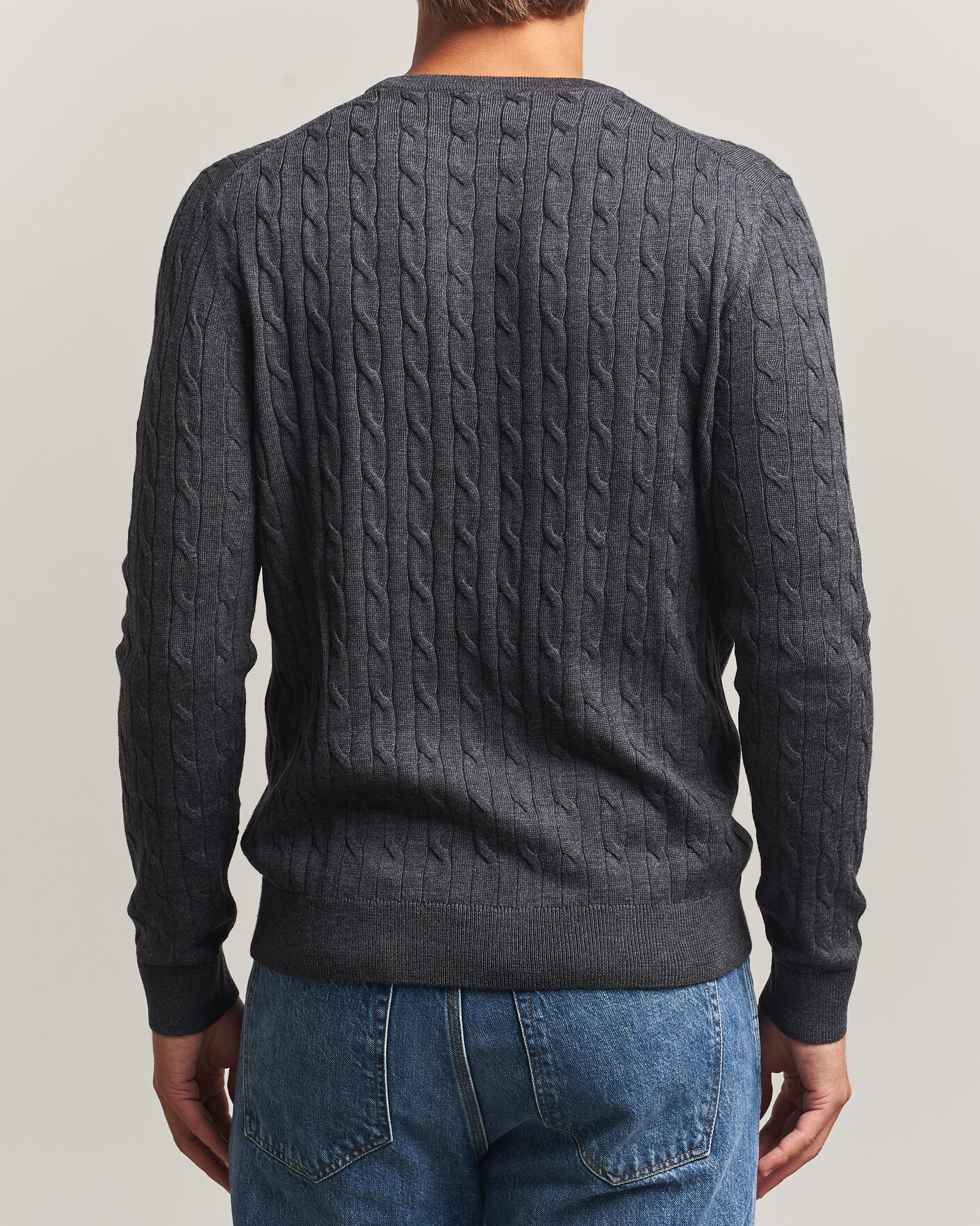 Herr | Tröjor | Morris | Merino Cable O-Neck Grey