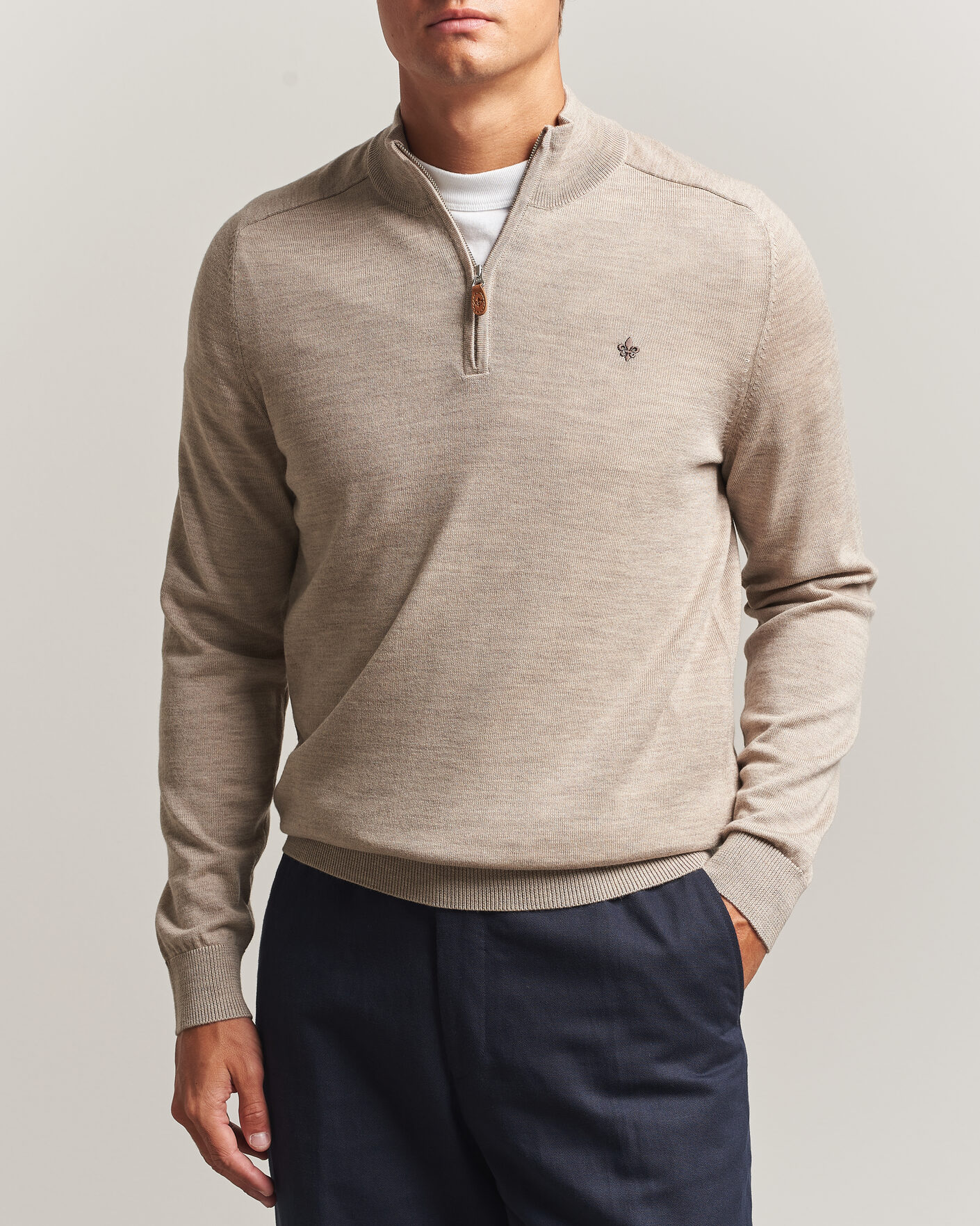 Herr | Tröjor | Morris | John Merino Half Zip Khaki