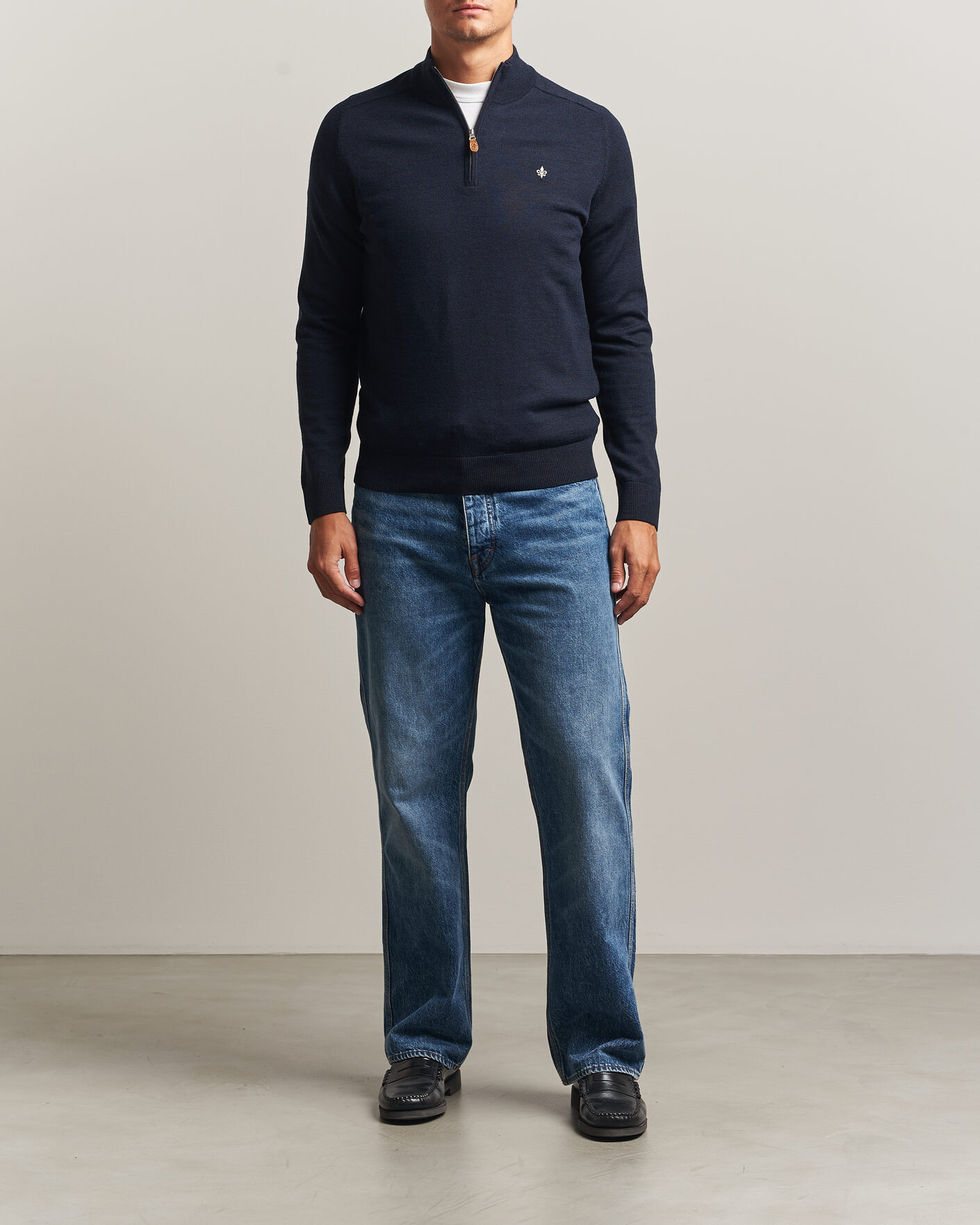 Herr | Tröjor | Morris | John Merino Half Zip Navy