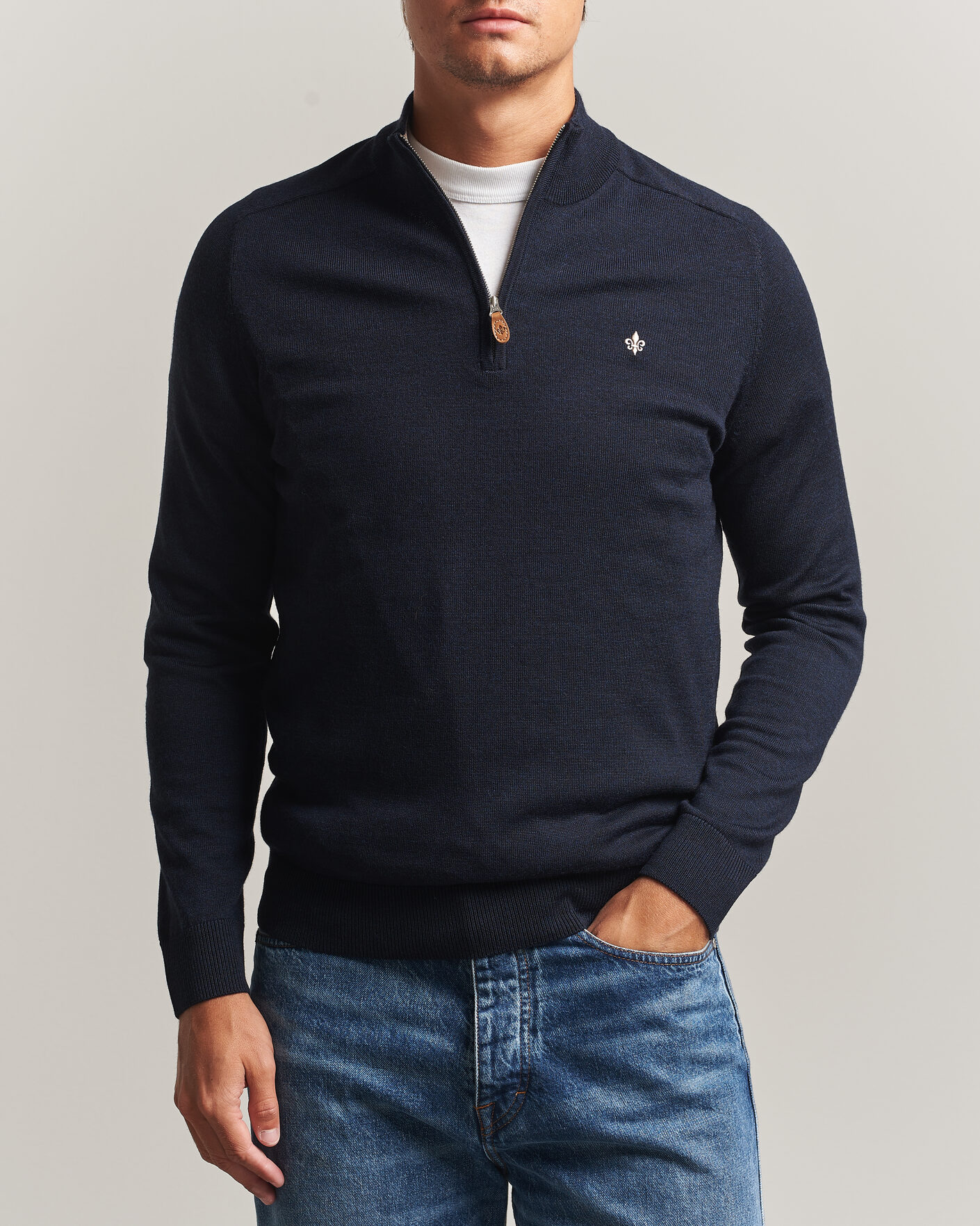 Herr | Tröjor | Morris | John Merino Half Zip Navy