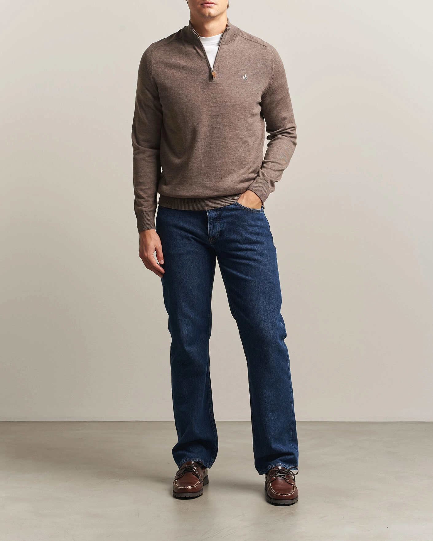 Herr | Tröjor | Morris | John Merino Half Zip Brown