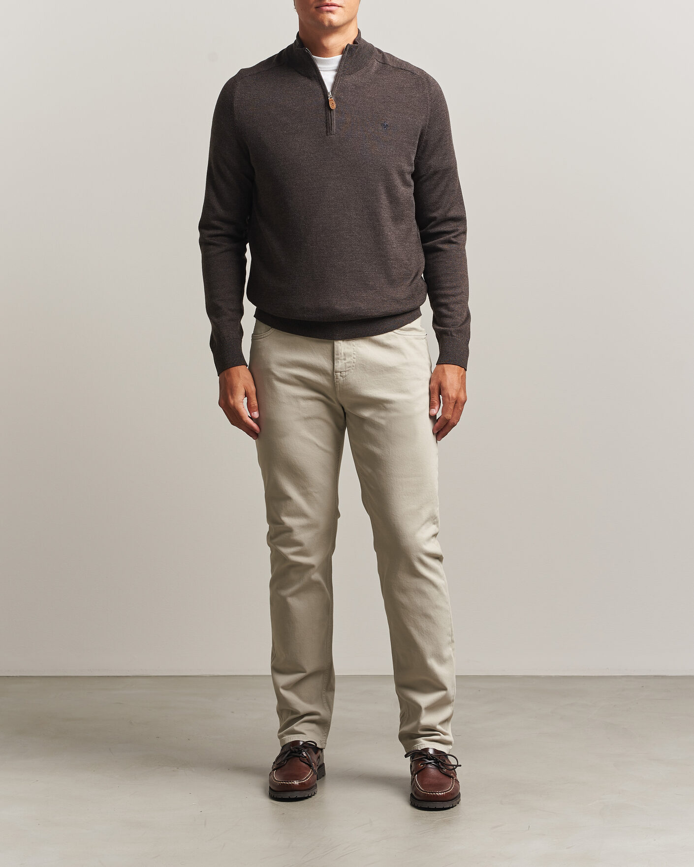 Herr | Tröjor | Morris | John Merino Half Zip Brown