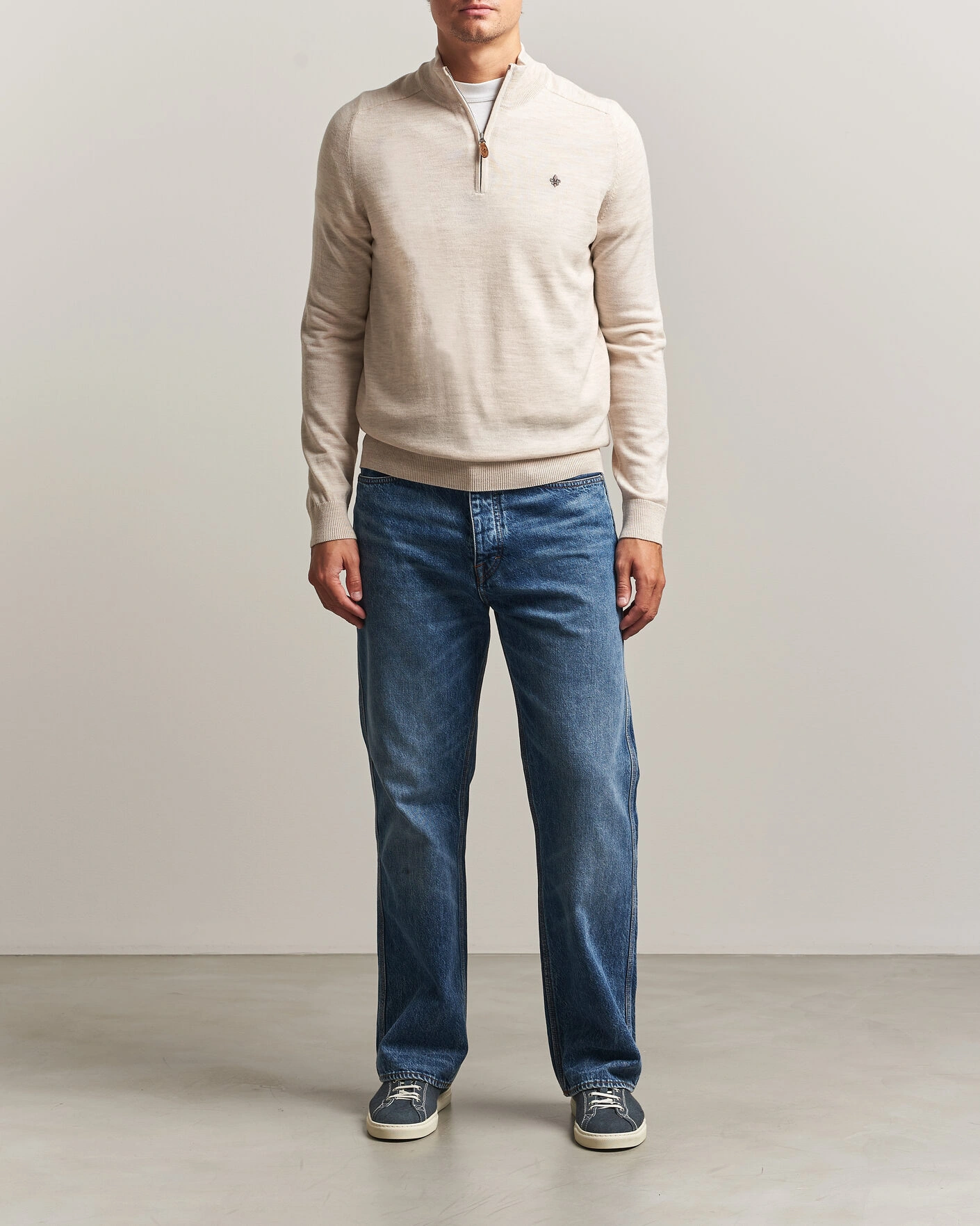 Herr | Tröjor | Morris | John Merino Half Zip Off White