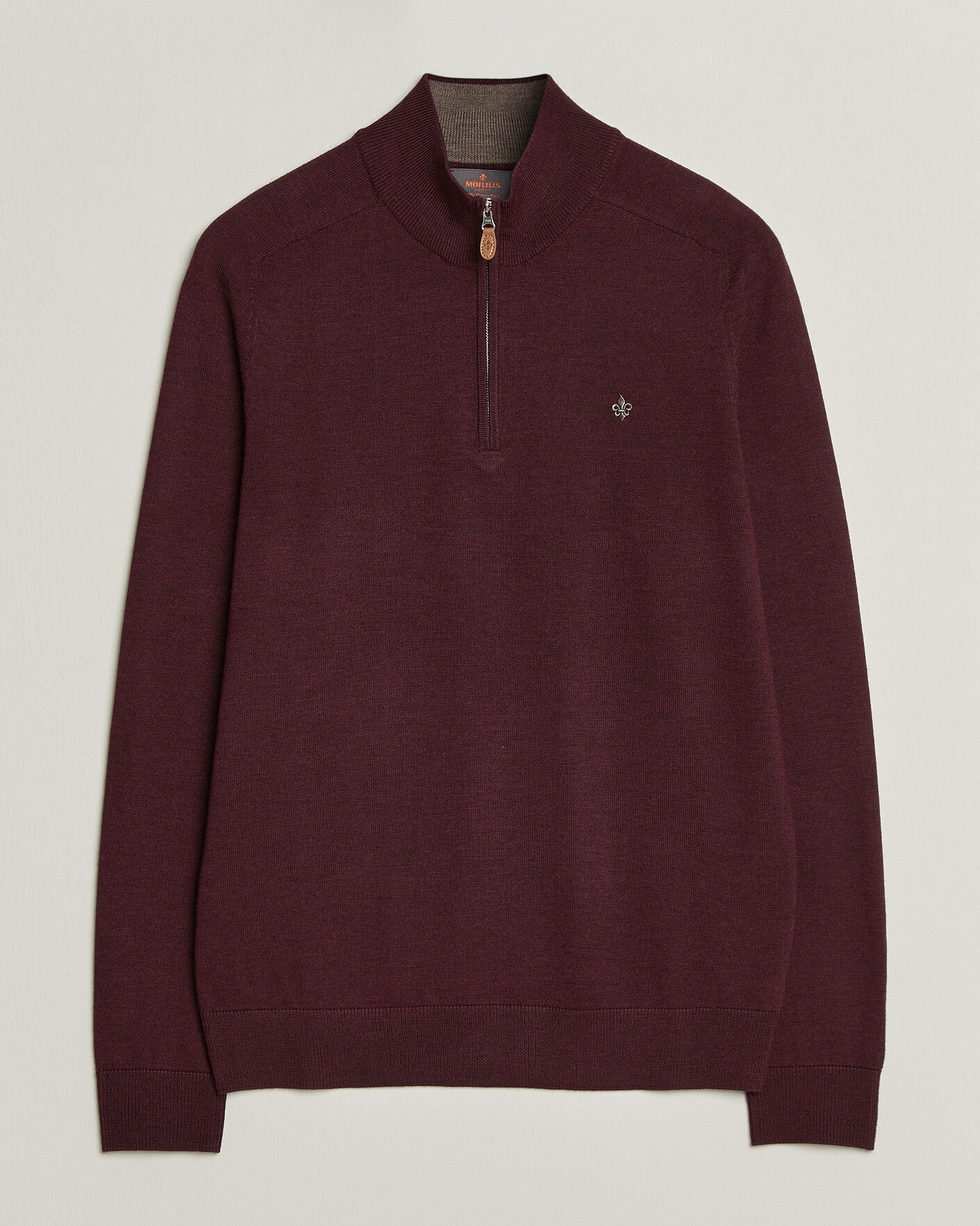 Herr | Tröjor | Morris | John Merino Half Zip Wine Red