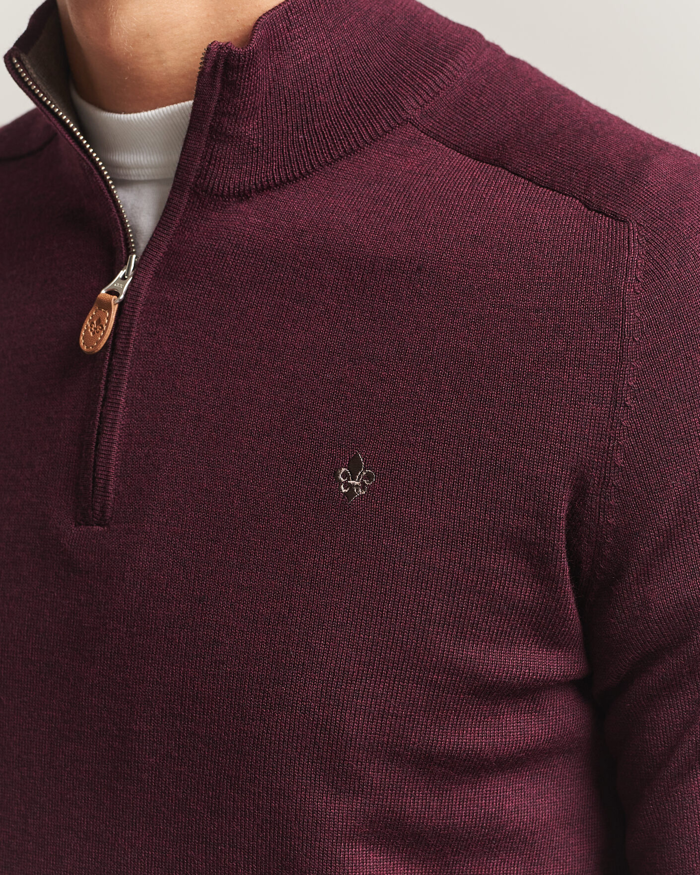 Herr | Tröjor | Morris | John Merino Half Zip Wine Red