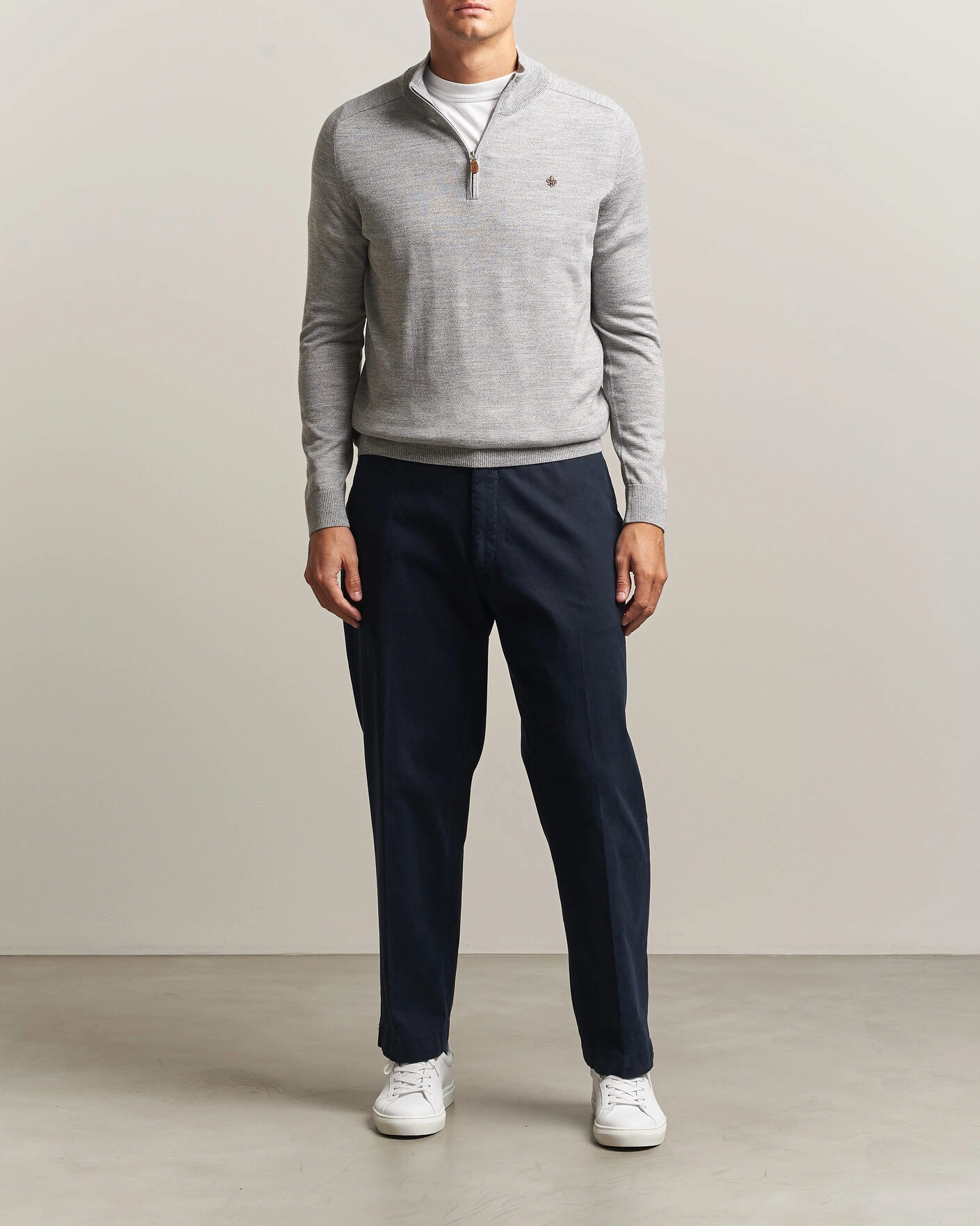 Herr | Tröjor | Morris | John Merino Half Zip Mid Grey