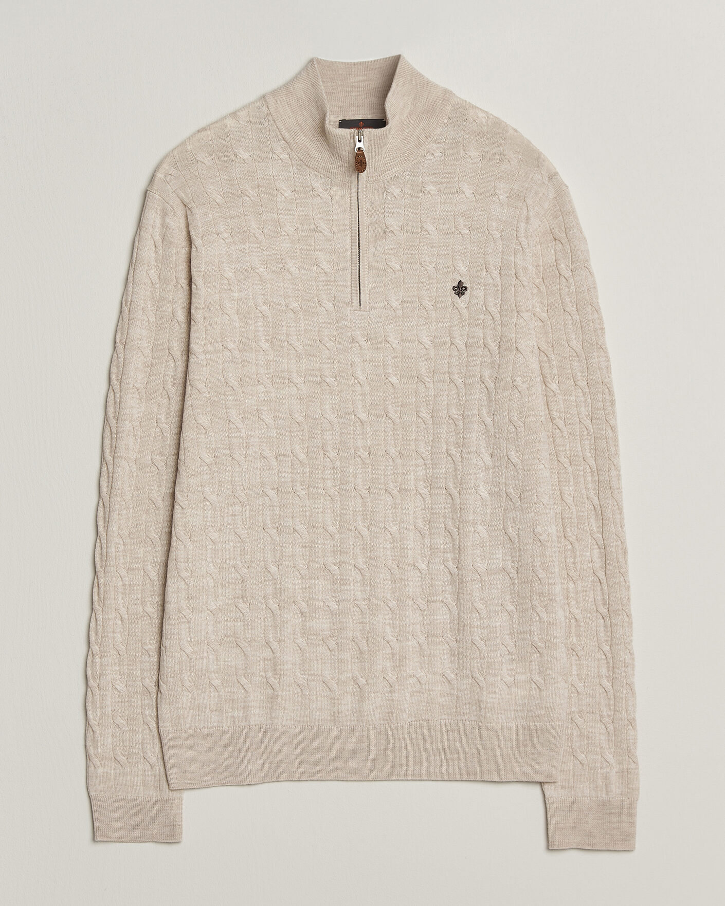 Herr | Tröjor | Morris | Merino Cable Half Zip Off White
