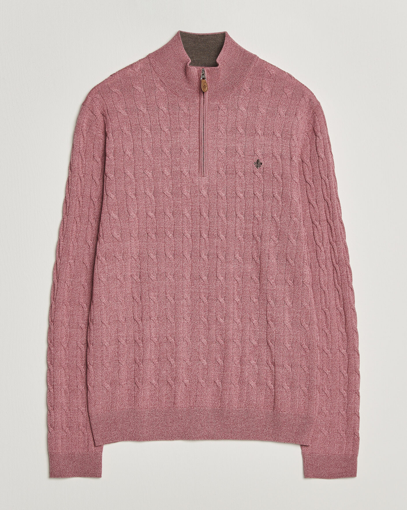 Herr | Tröjor | Morris | Merino Cable Half Zip Cerise
