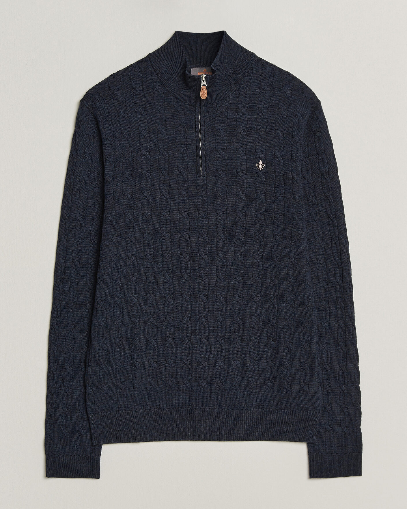 Herr | Tröjor | Morris | Merino Cable Half Zip Navy