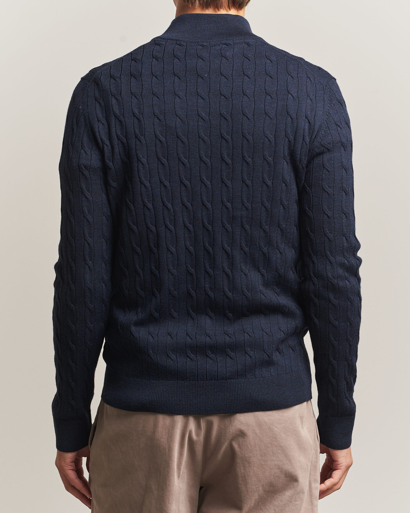Herr | Tröjor | Morris | Merino Cable Half Zip Navy