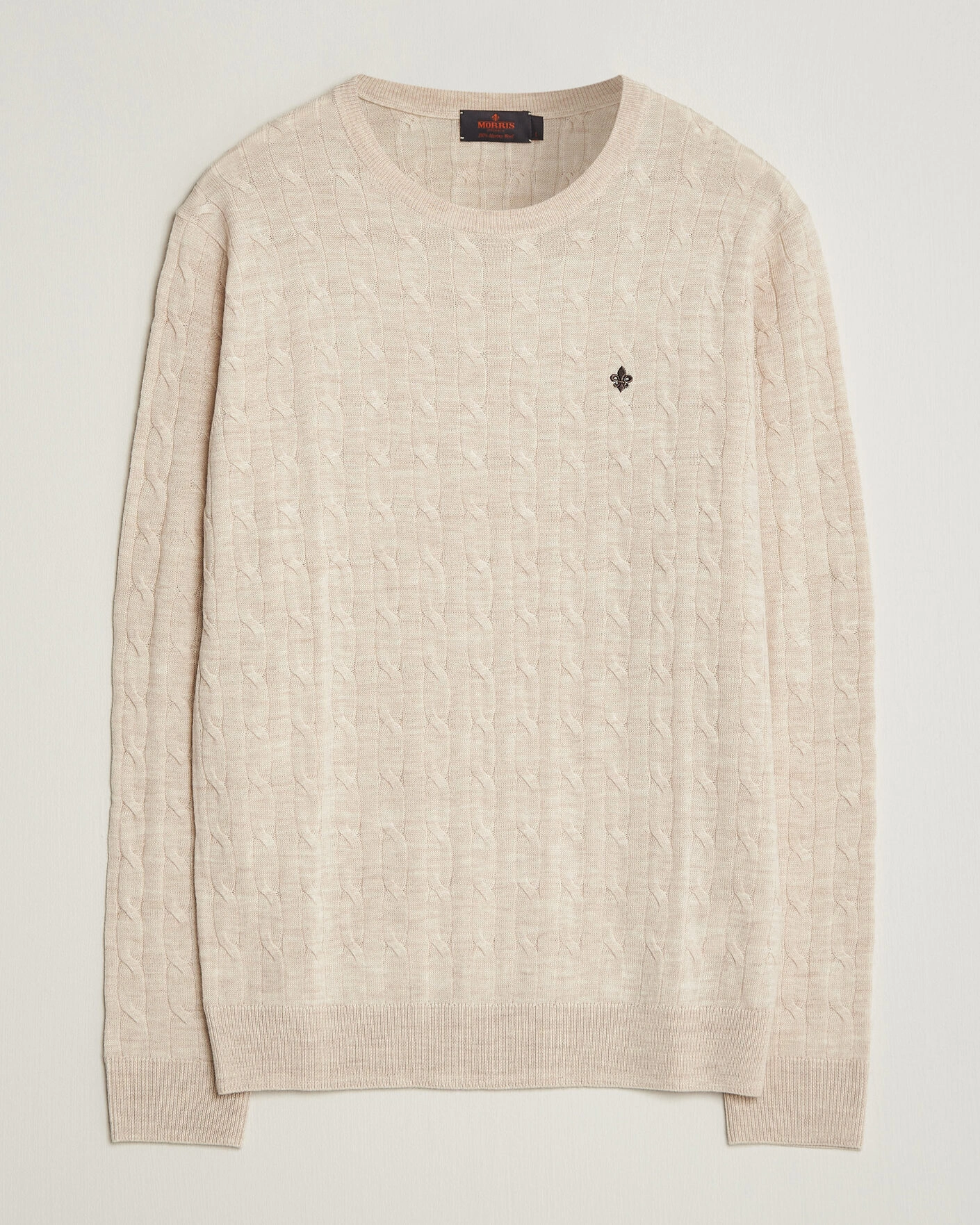 Herr | Tröjor | Morris | Merino Cable O-Neck Off White