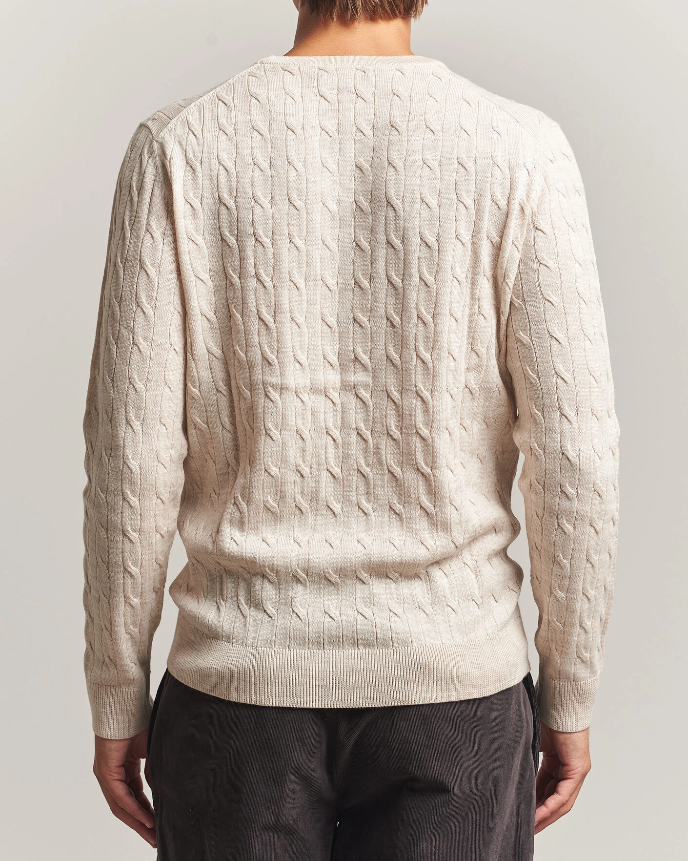 Herr | Tröjor | Morris | Merino Cable O-Neck Off White