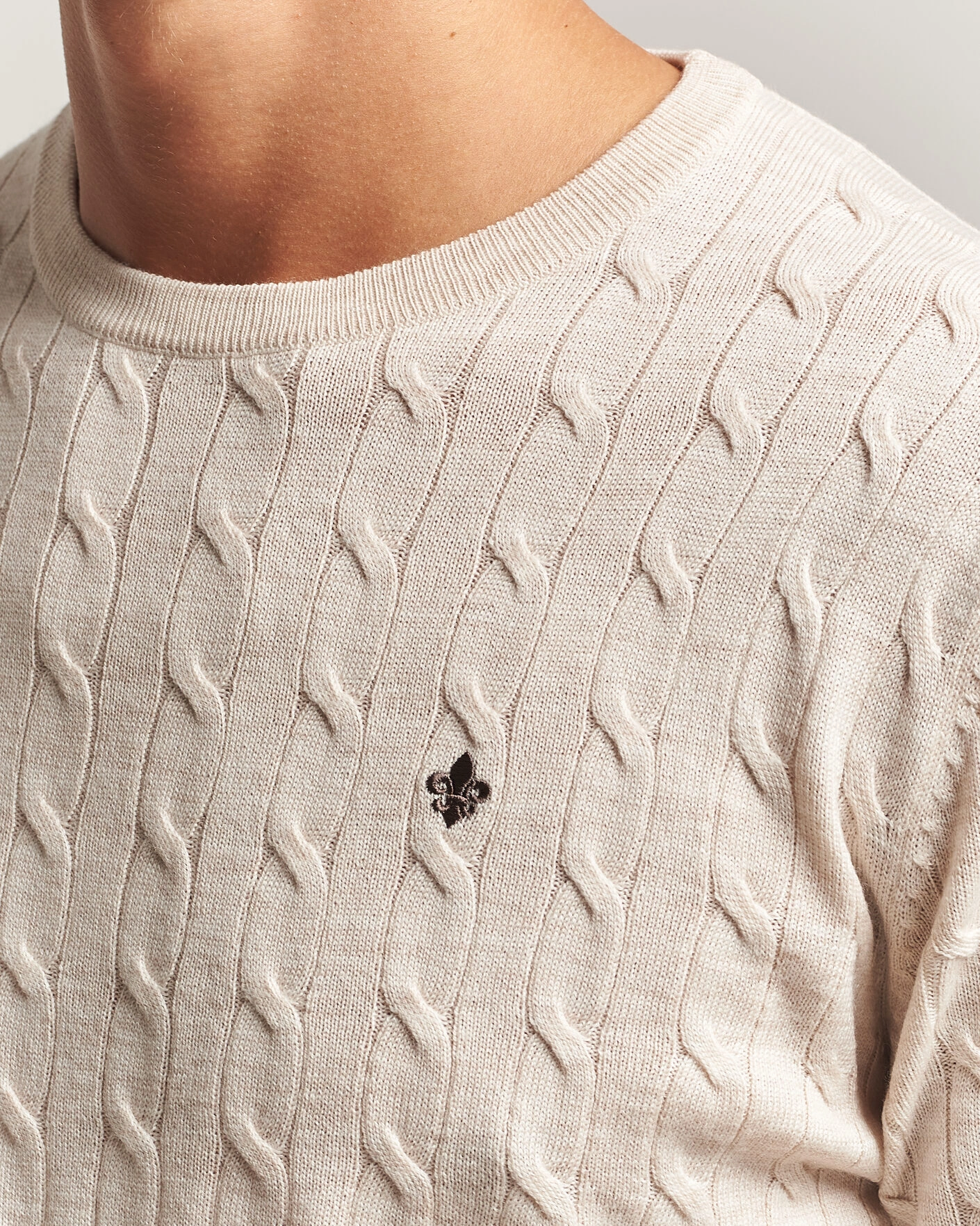 Herr | Tröjor | Morris | Merino Cable O-Neck Off White