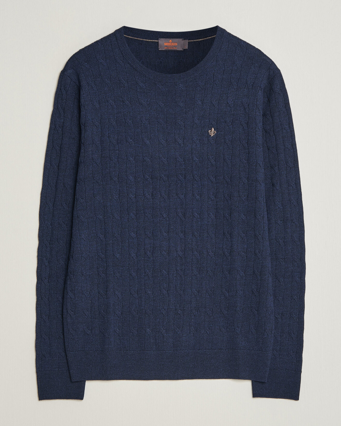 Herr | Tröjor | Morris | Merino Cable O-Neck Navy