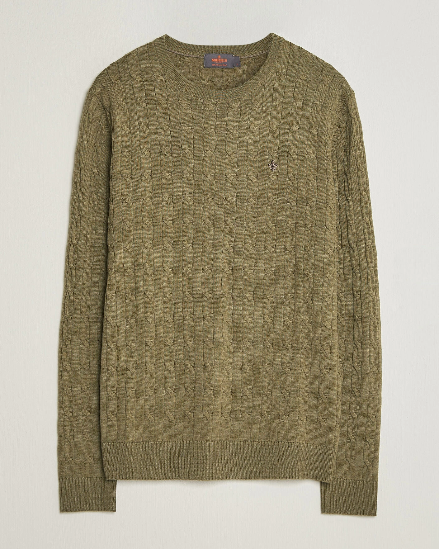 Herr | Tröjor | Morris | Merino Cable O-Neck Olive