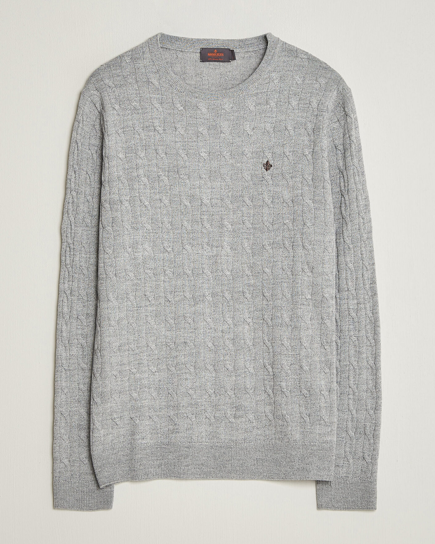 Herr | Tröjor | Morris | Merino Cable O-Neck Mid Grey
