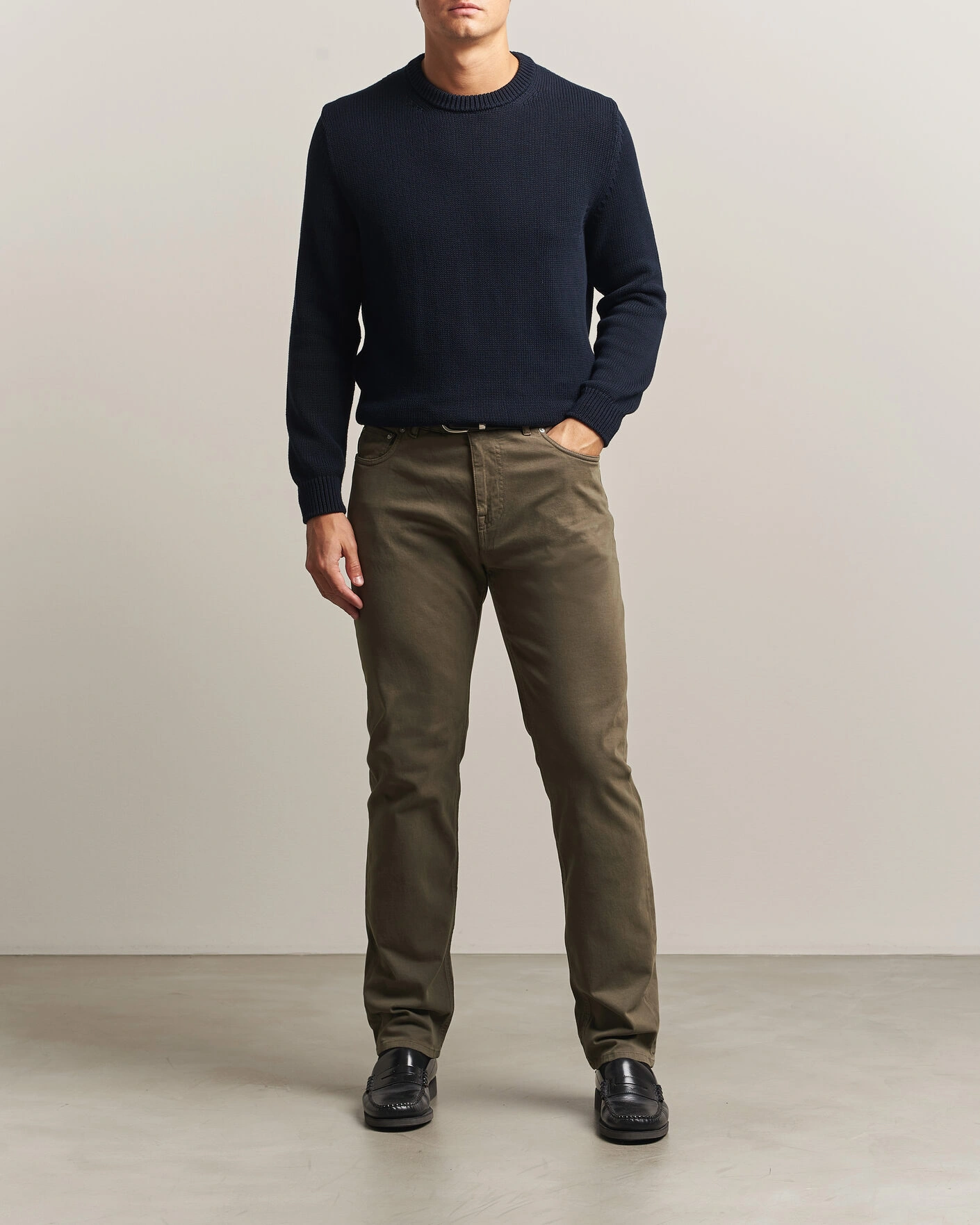 Herr | Byxor | Morris | James Brushed 5-Pocket Pant Olive