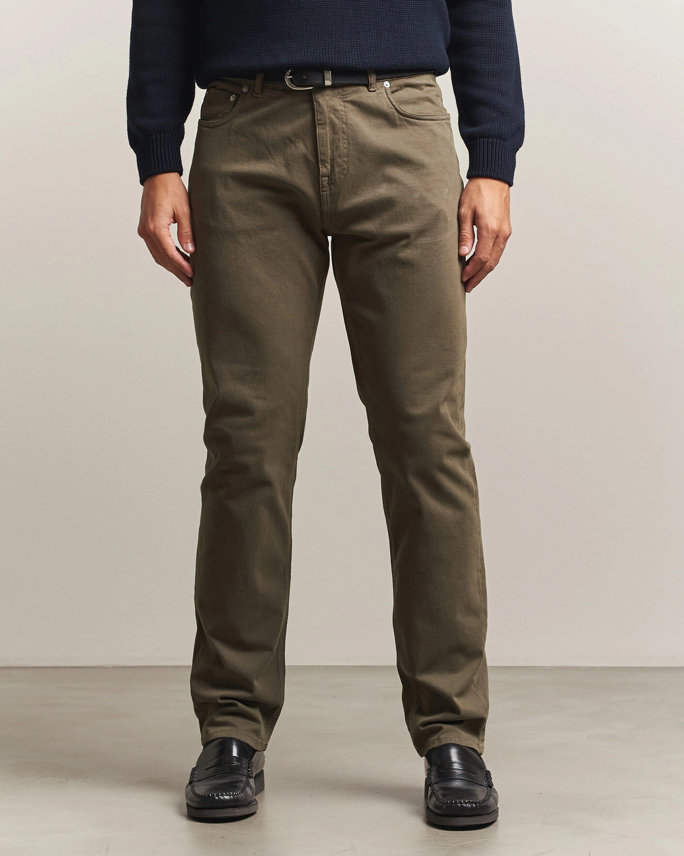 Herr | Byxor | Morris | James Brushed 5-Pocket Pant Olive