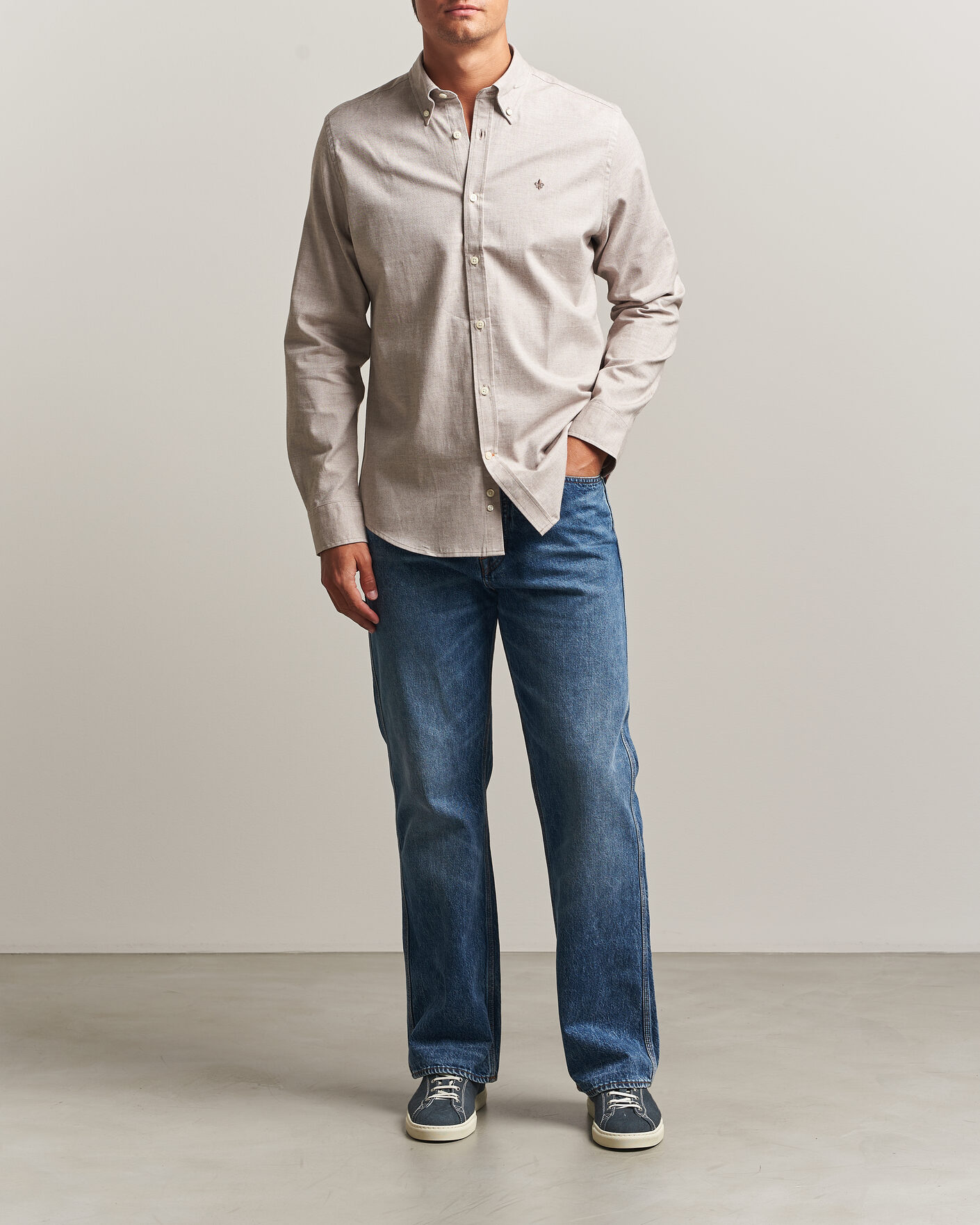Herr | Skjortor | Morris | Watts Flannel Shirt Khaki