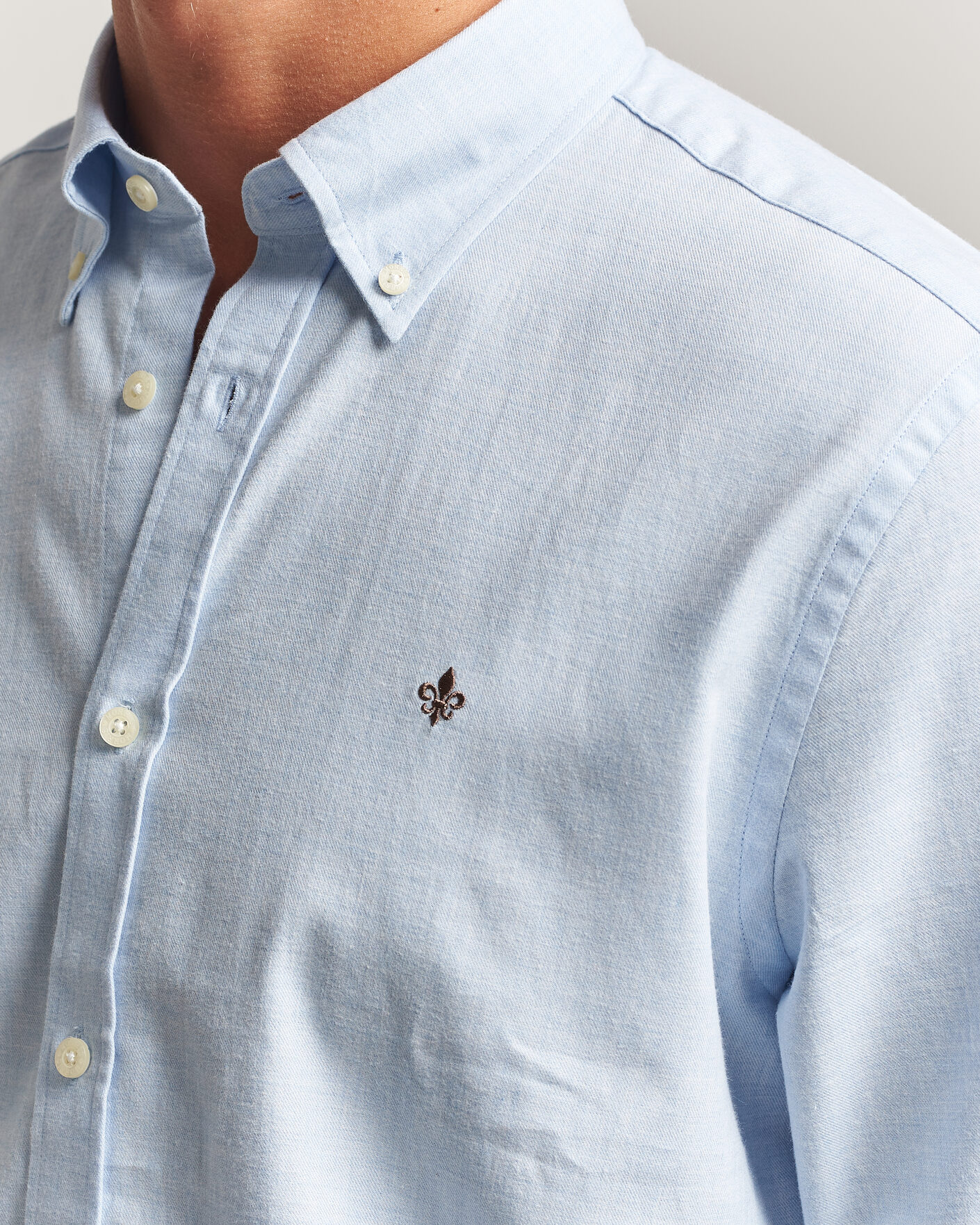 Herr | Skjortor | Morris | Watts Flannel Shirt Light Blue