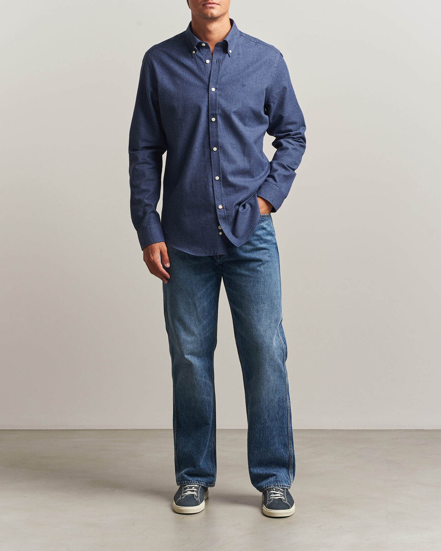 Herr | Skjortor | Morris | Watts Flannel Shirt Navy