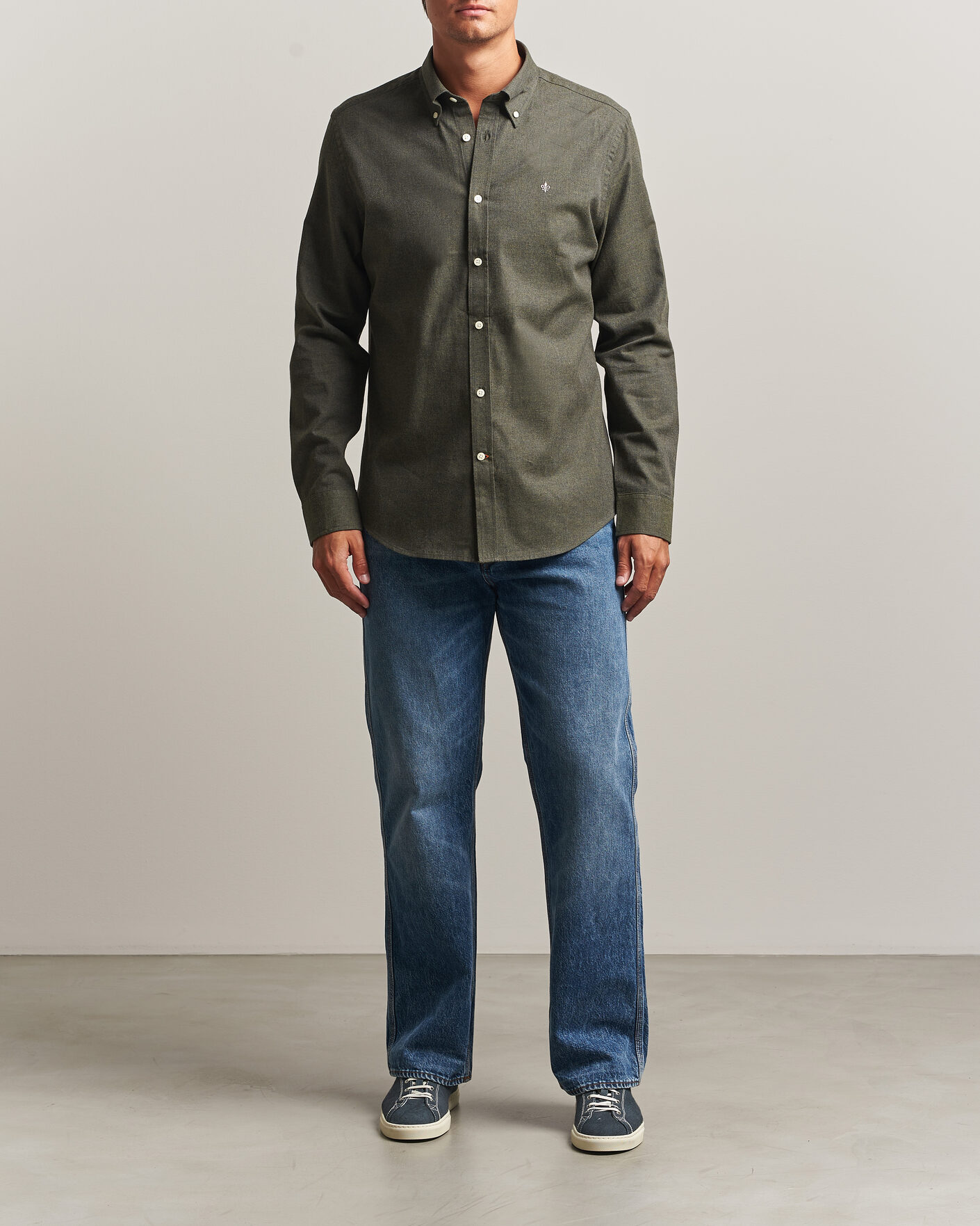Herr | Skjortor | Morris | Watts Flannel Shirt Olive