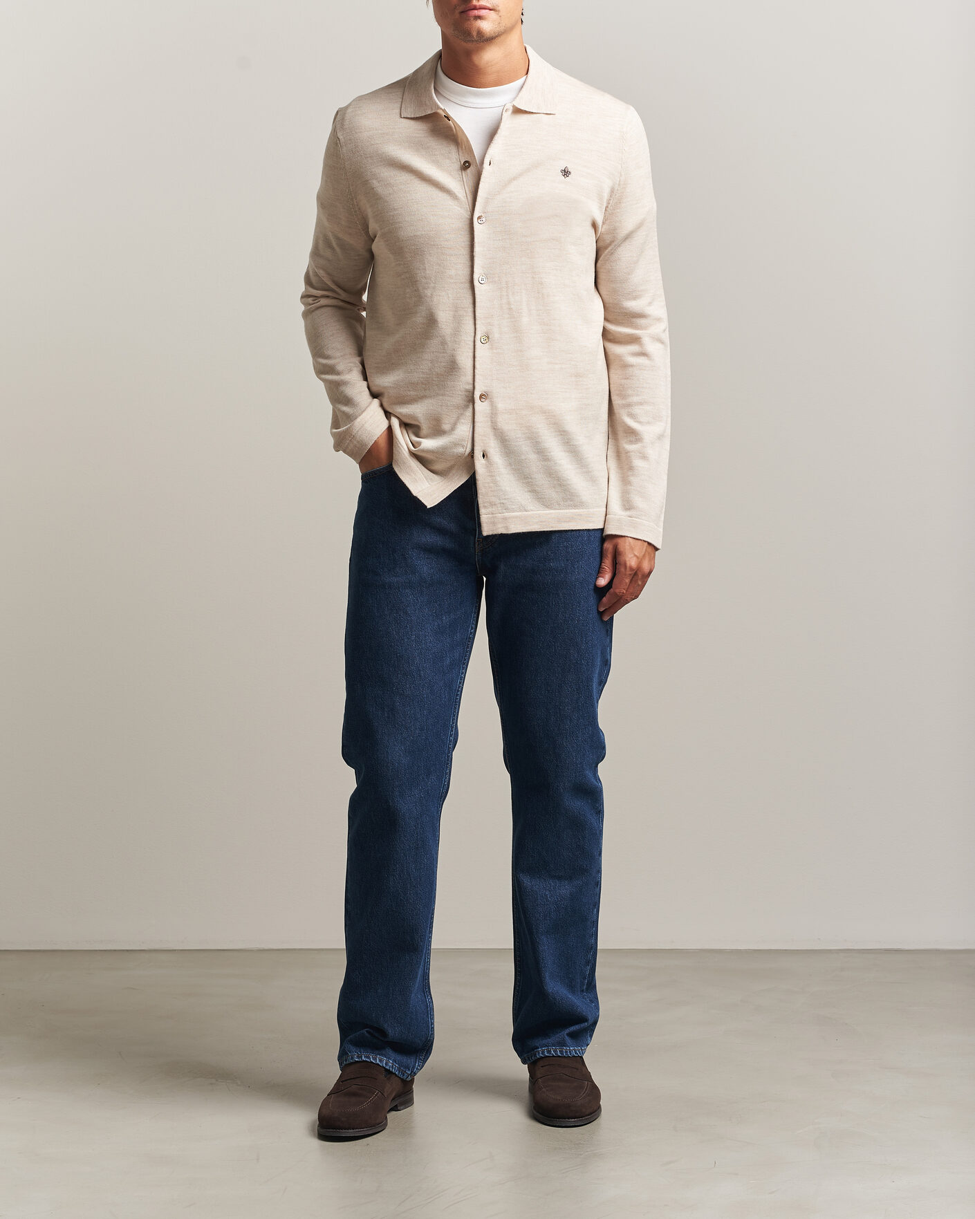 Herr | Skjortor | Morris | Merino Shirt Cardigan Off White