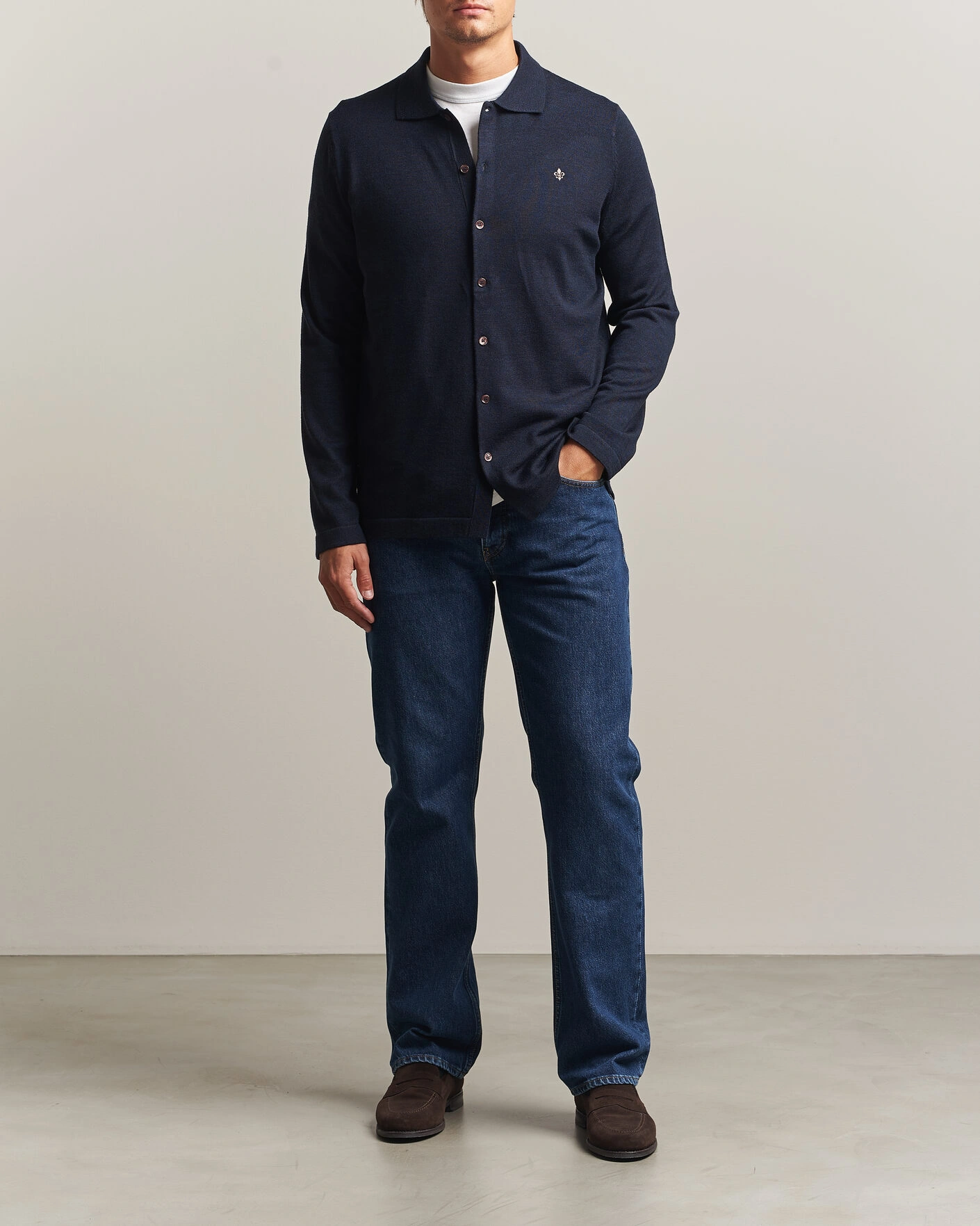 Herr | Skjortor | Morris | Merino Shirt Cardigan Navy